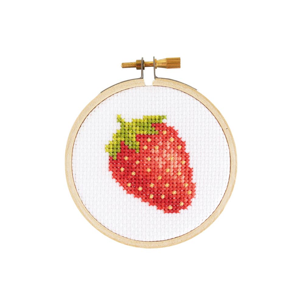Strawberry DIY Mini Cross Stitch Kit - Image 1