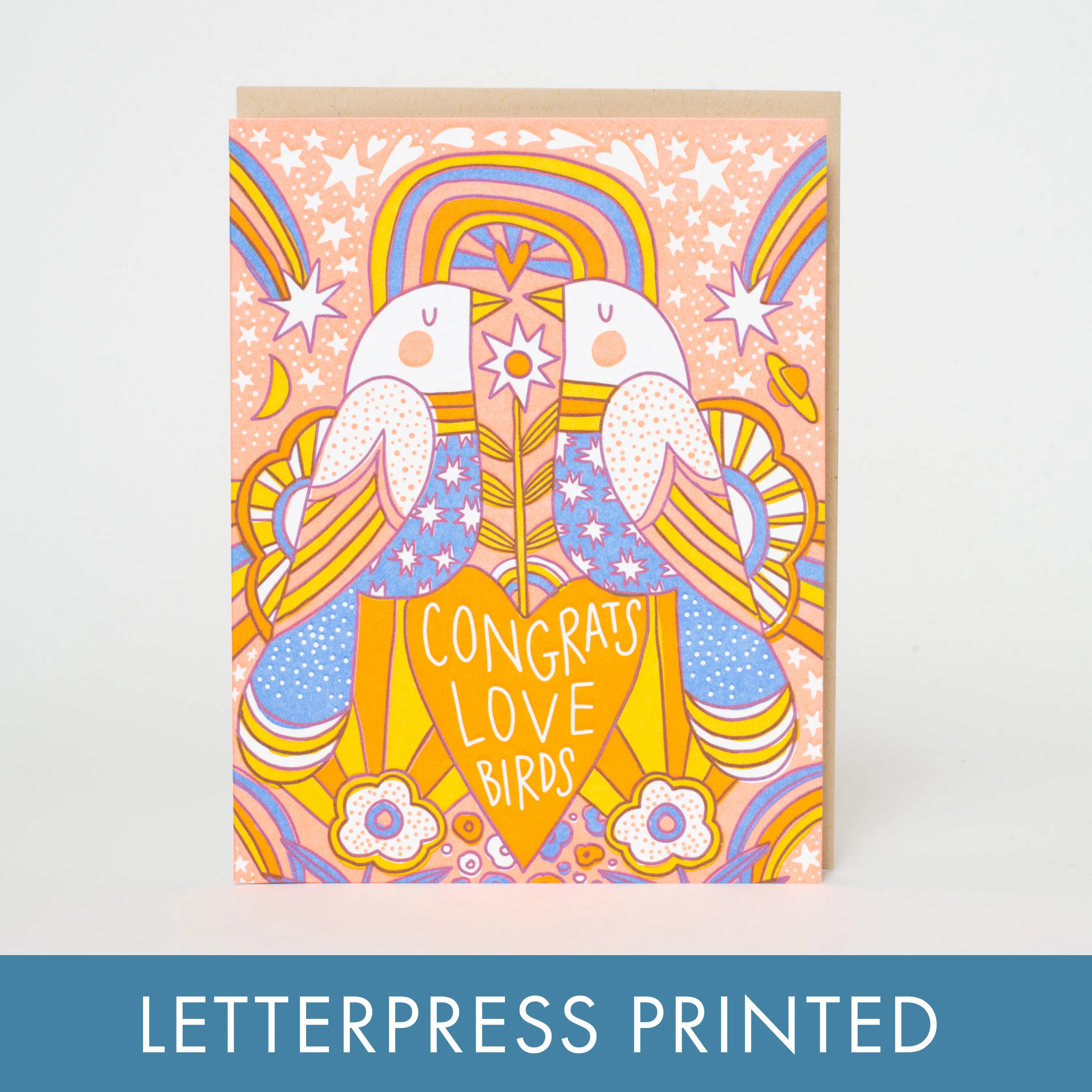 Wedding Congrats Love Birds Letterpress Greeting Card by Hello!Lucky - Image 1