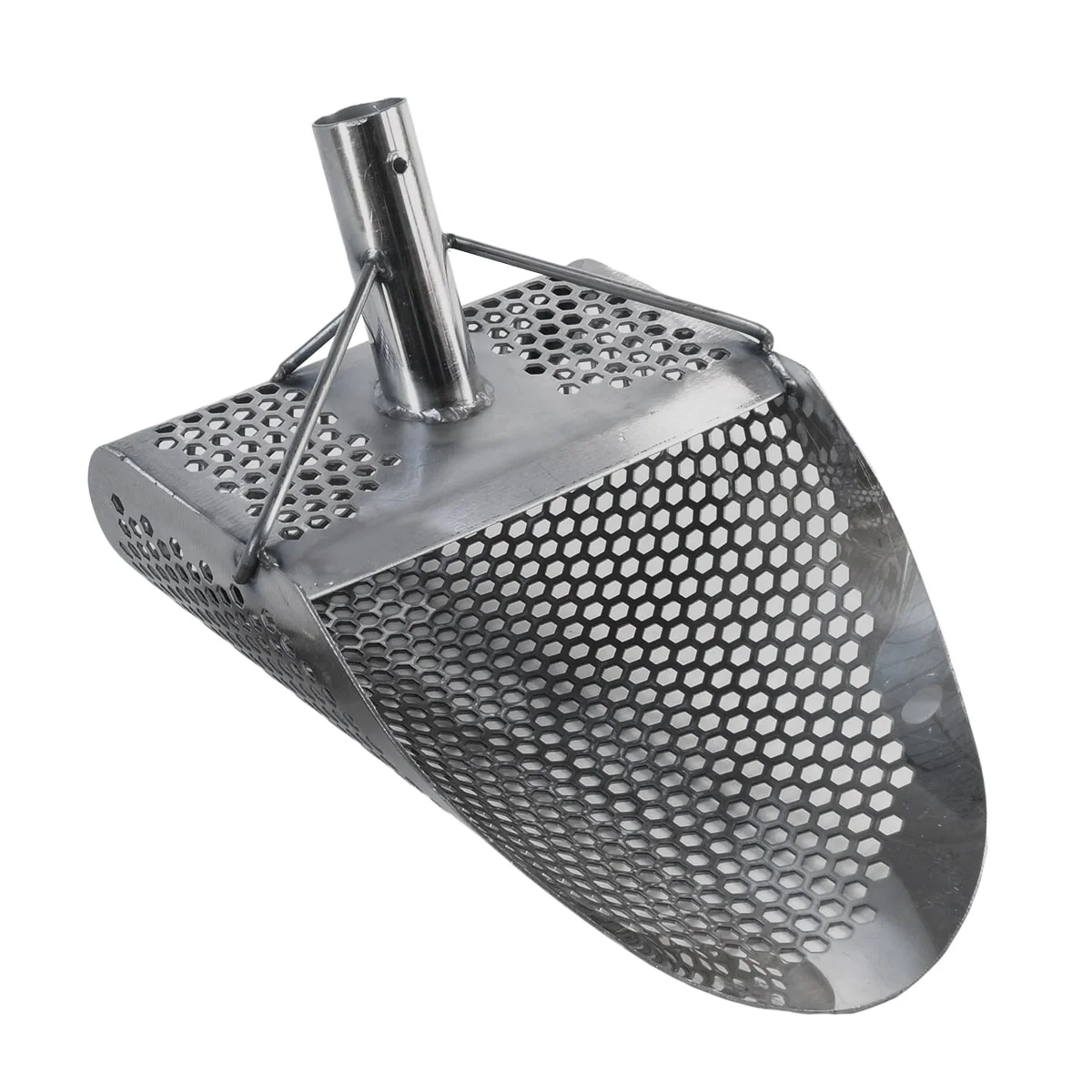 Dune Scoops Kraken 11 x 8" Stainless Metal Detector Sand Scoop w/ Sm Hexagon Holes - Image 1