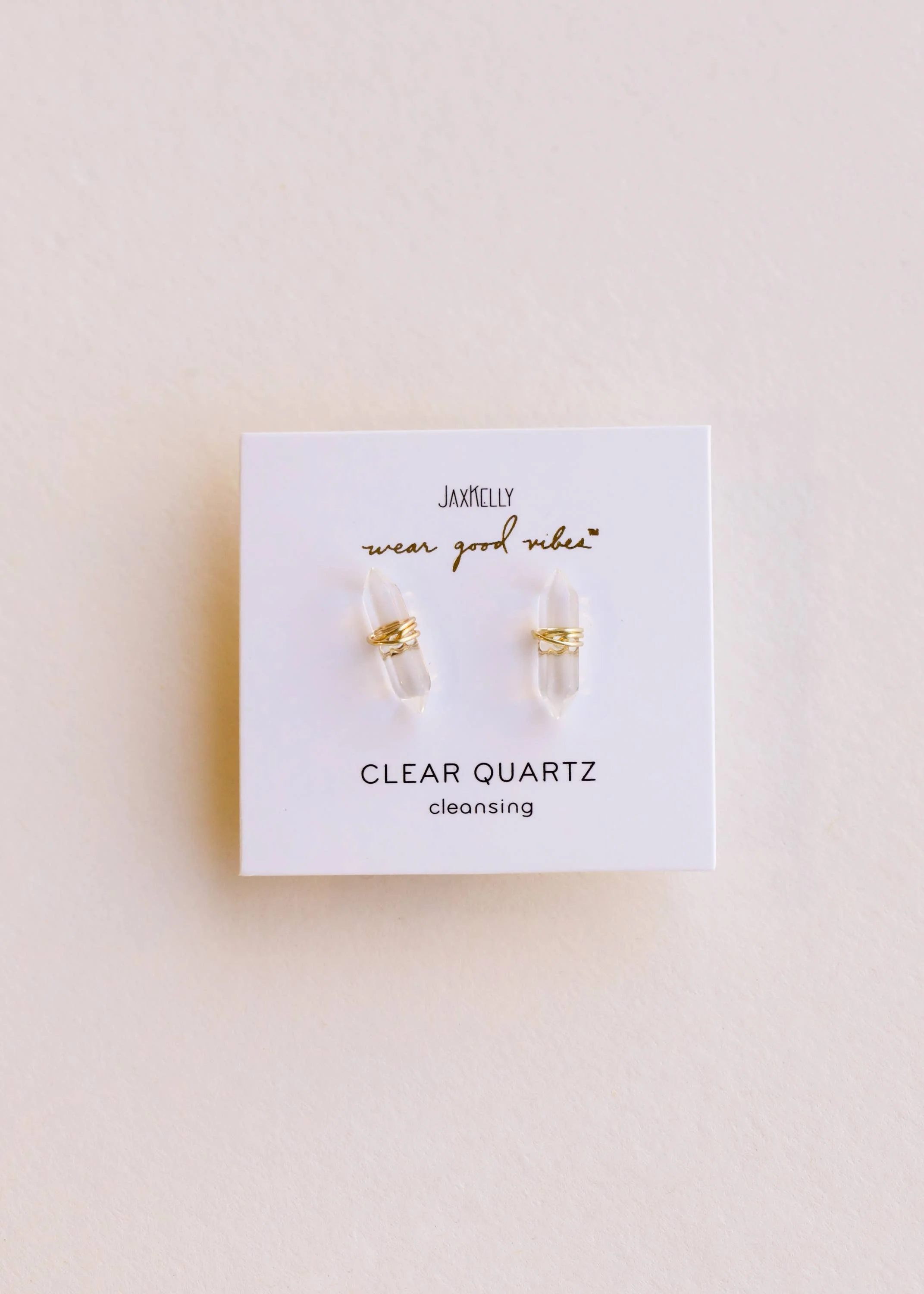 Mineral Point - Clear Quartz - Gold Wire Wrapped Earrings - Image 1