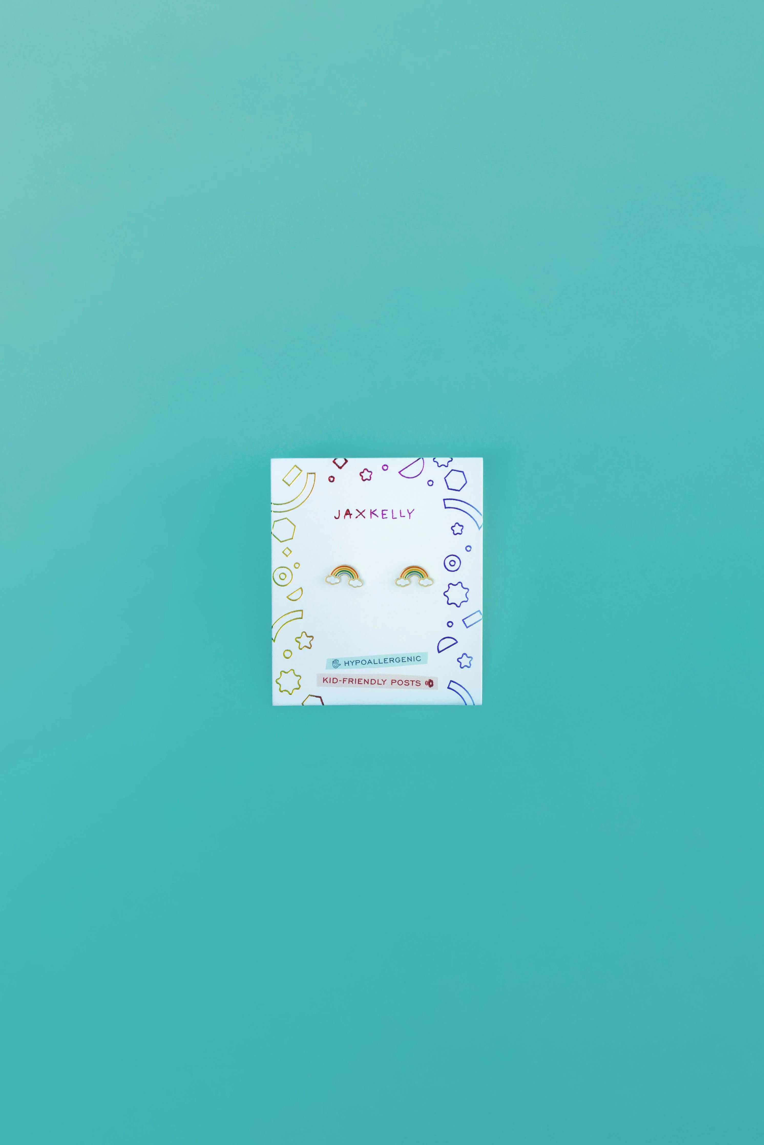 Rainbow Enamel Flat Back Kids Earrings - Image 1
