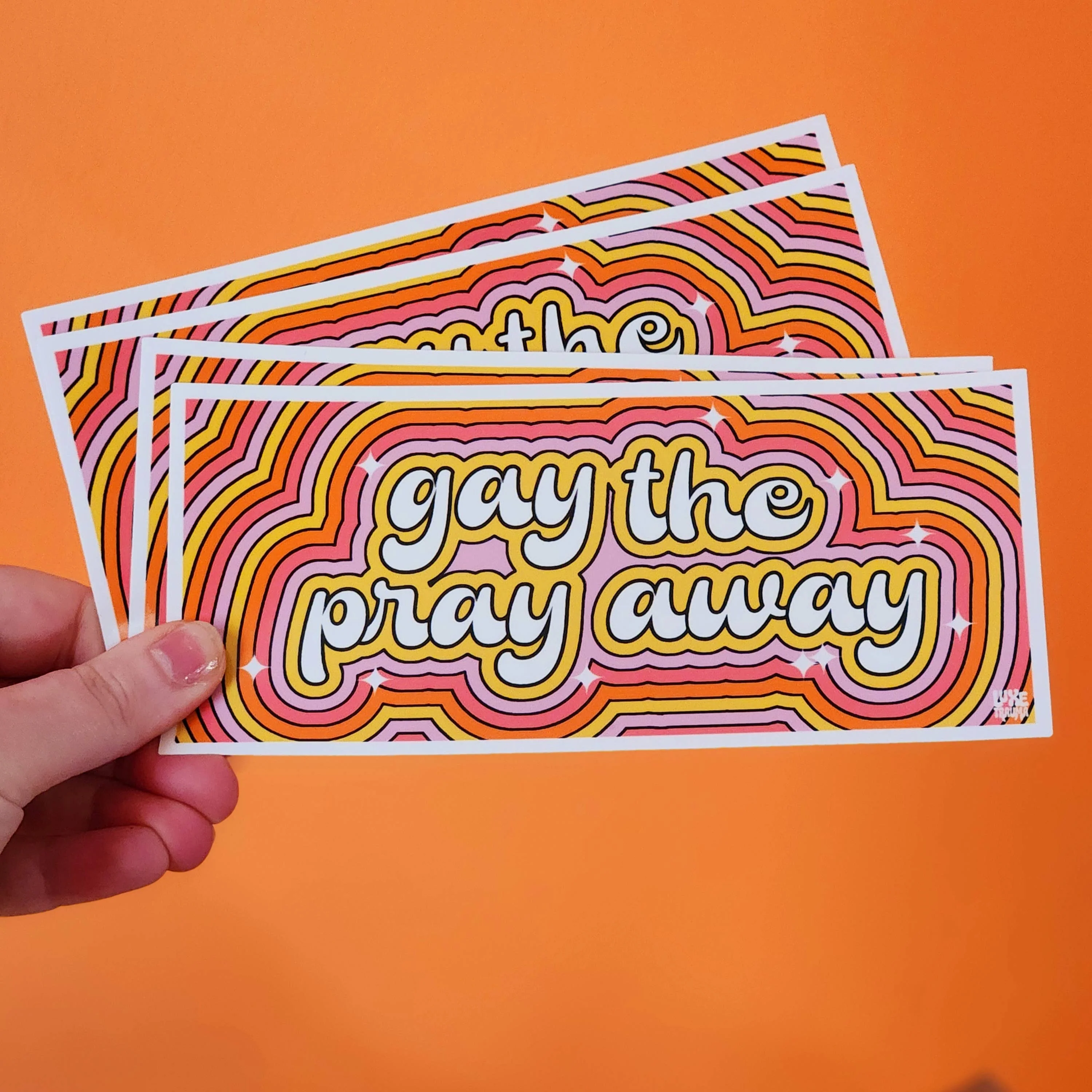 Gay the pray away lgbtq pride bumper sticker retro - Image 2