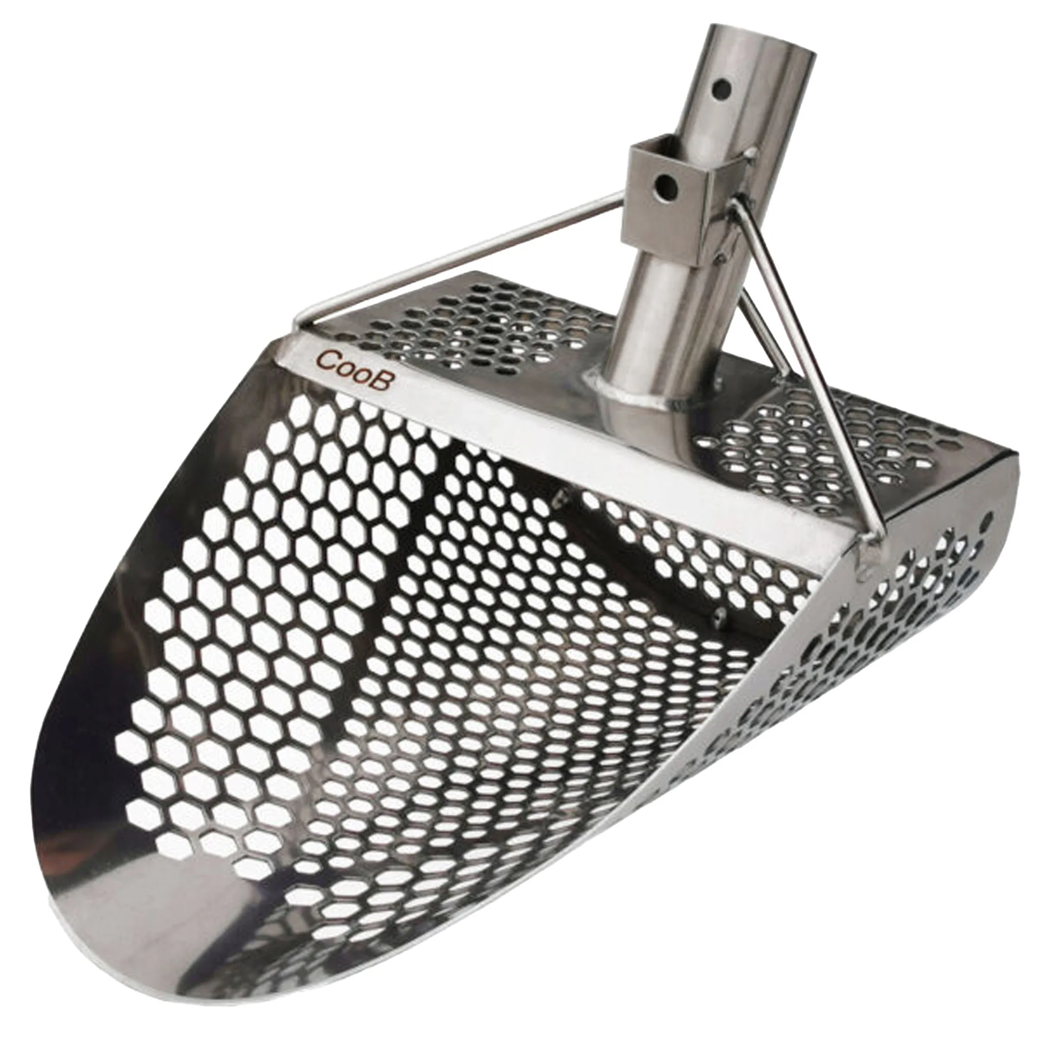 CooB 11.5" x 8" Stainless Steel Hand Sand Scoop - Hexagon Holes - Image 2