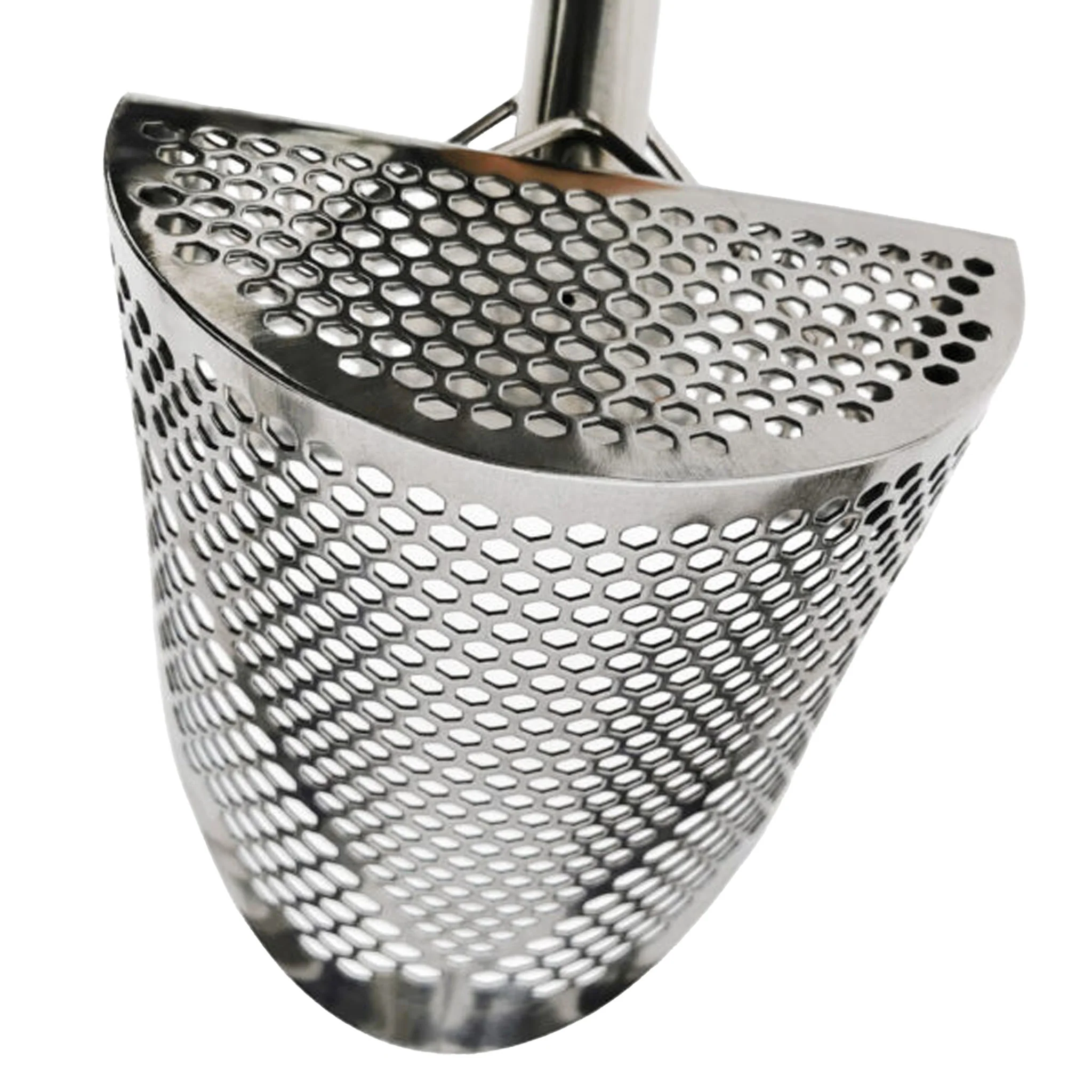 CooB 11.5" x 8" Stainless Steel Hand Sand Scoop - Hexagon Holes - Image 3