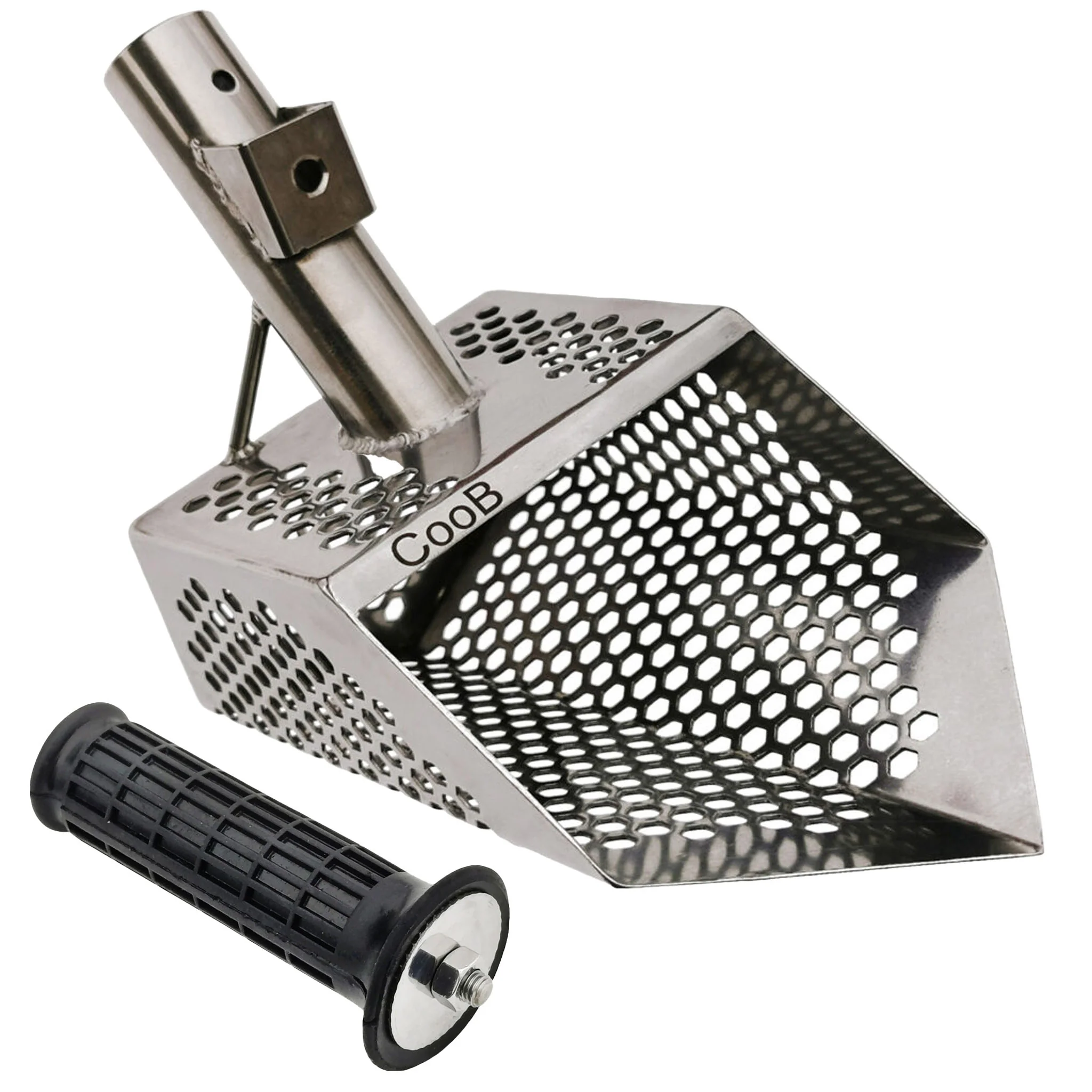 CooB 9″ x 5.1″ Stainless Steel Sand Scoop – Hexagon Holes