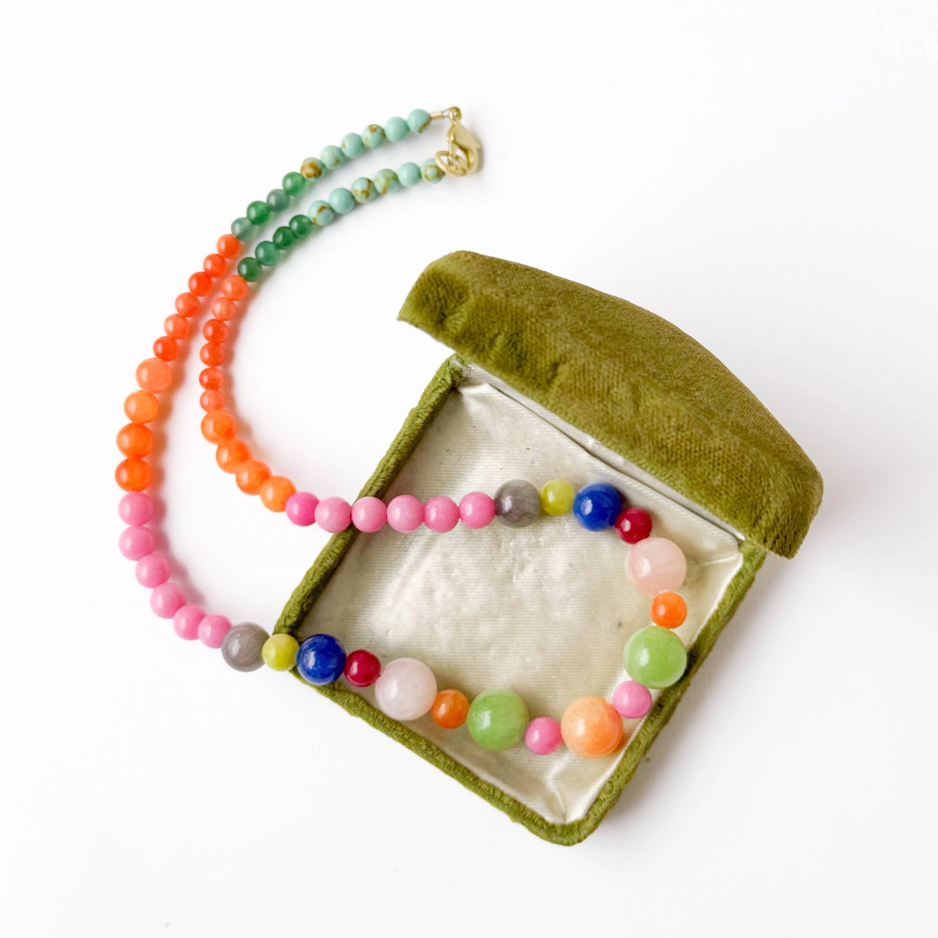 Colorful Beaded Necklace Mixed Glass Bright Statement - Image 3