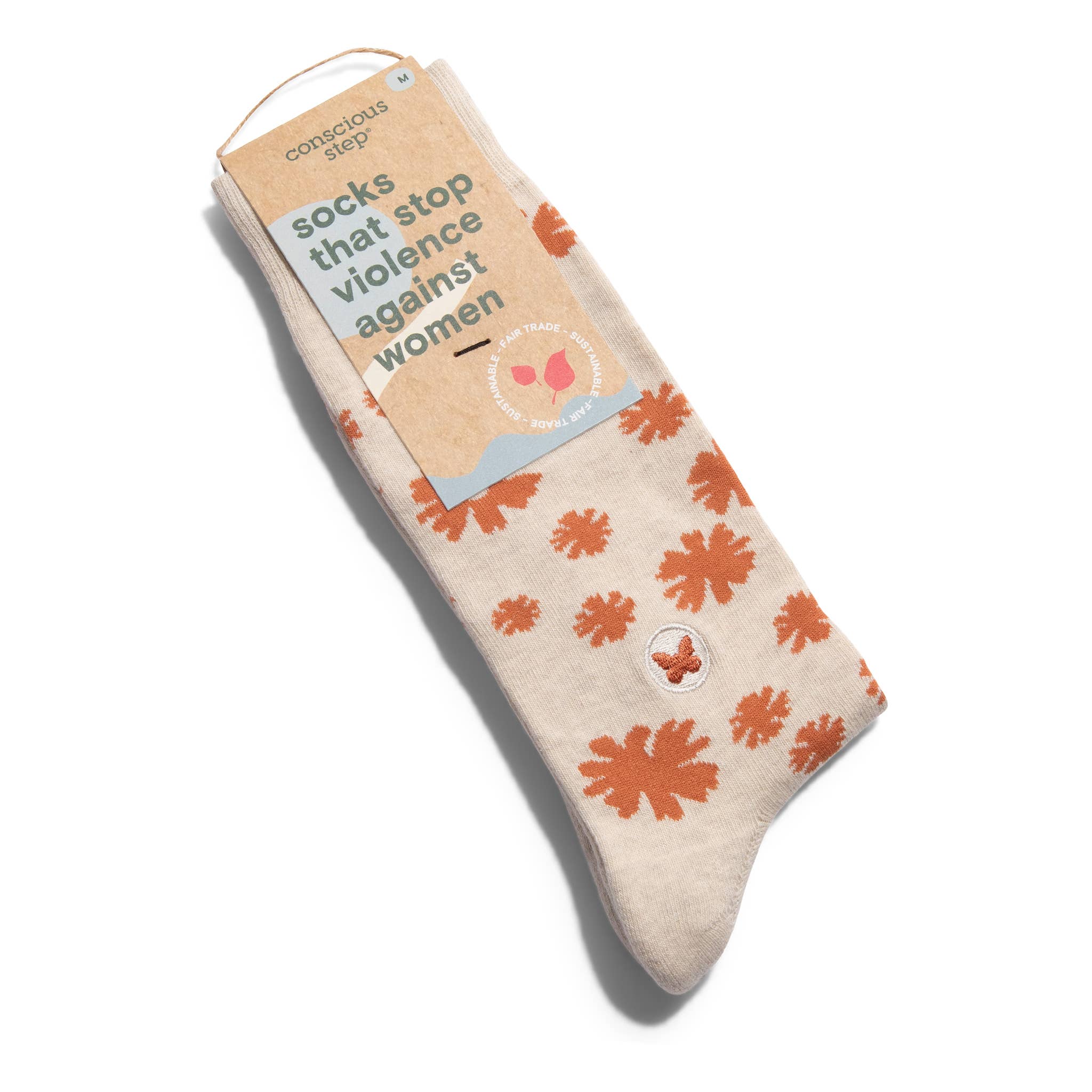 Socks that Stop Violence Against Women (Orange Flowers): Small - Image 2