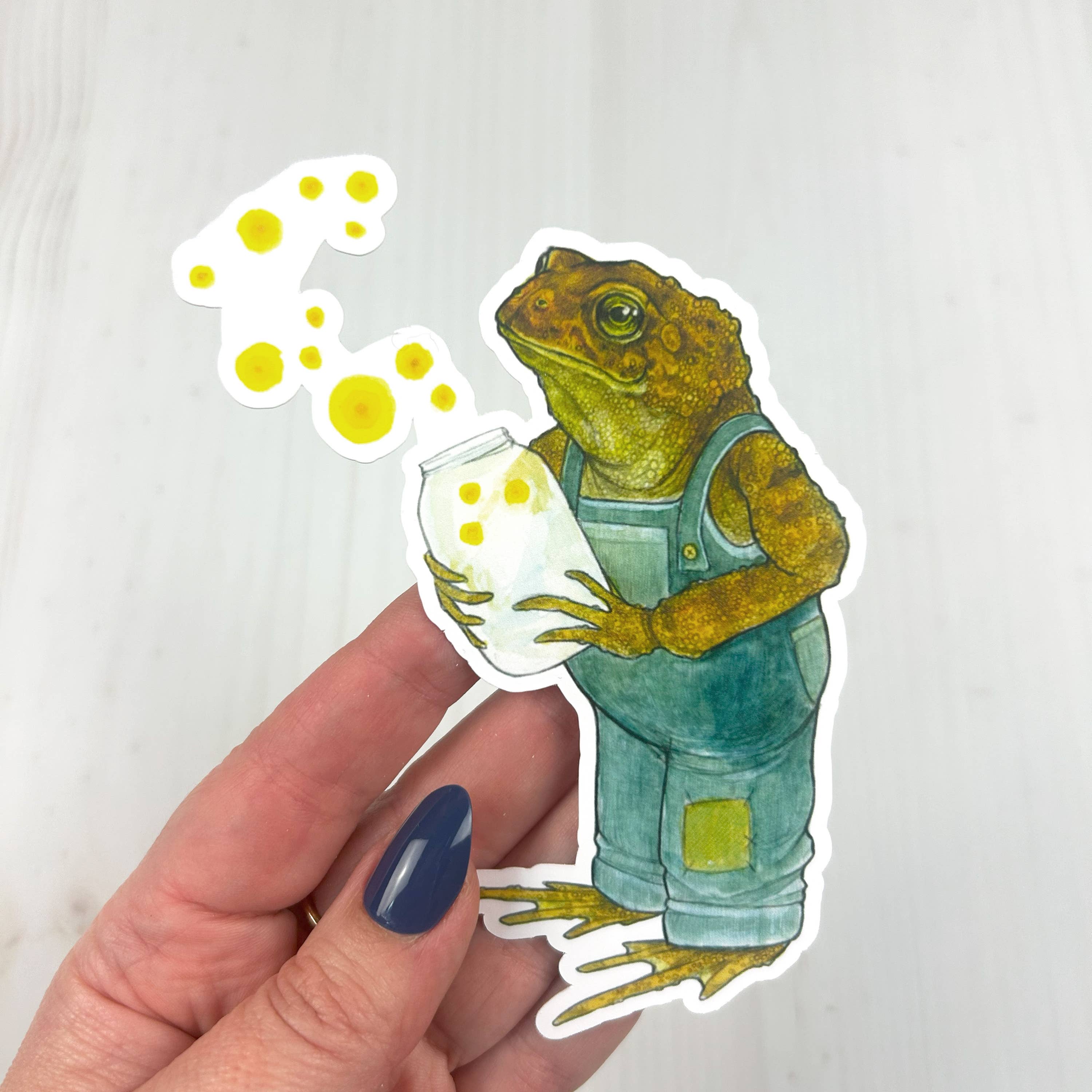 Toad with Firefly Jar Matte Vinyl Sticker - Image 3