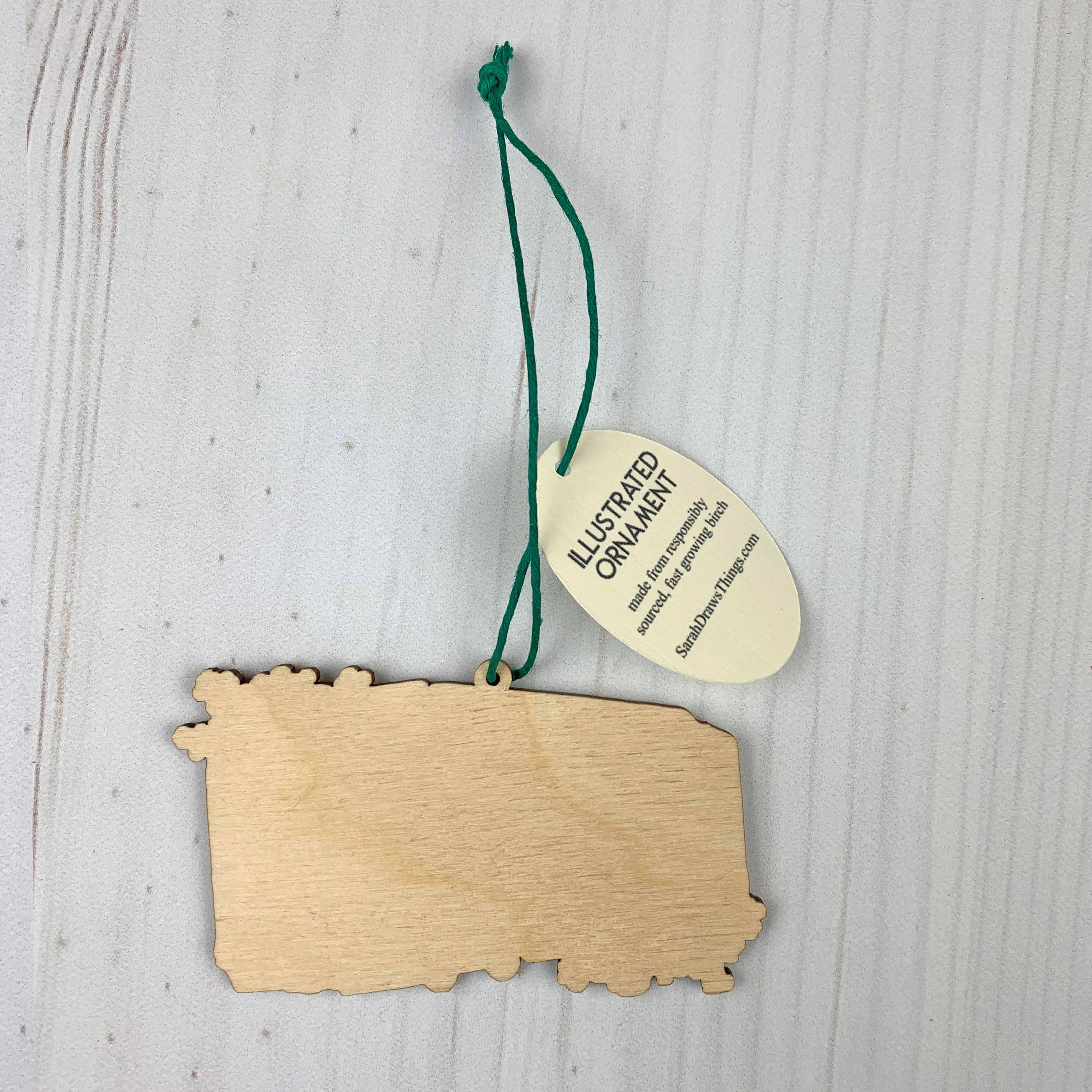 Jolly Trolley - 3.5" illustrated wooden tree ornament - Image 3
