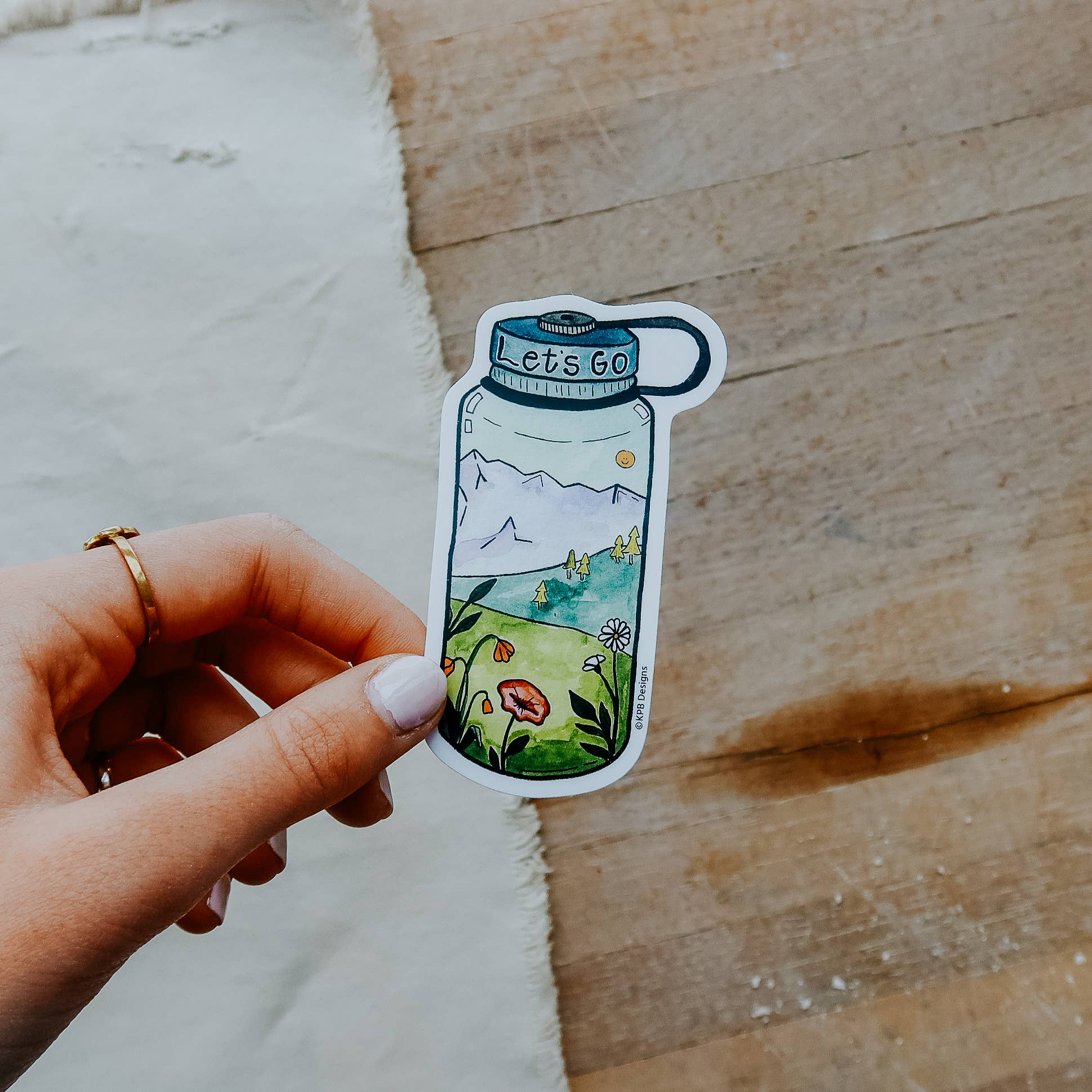Let's Go Water Bottle Vinyl Sticker (3x3in) - Image 1