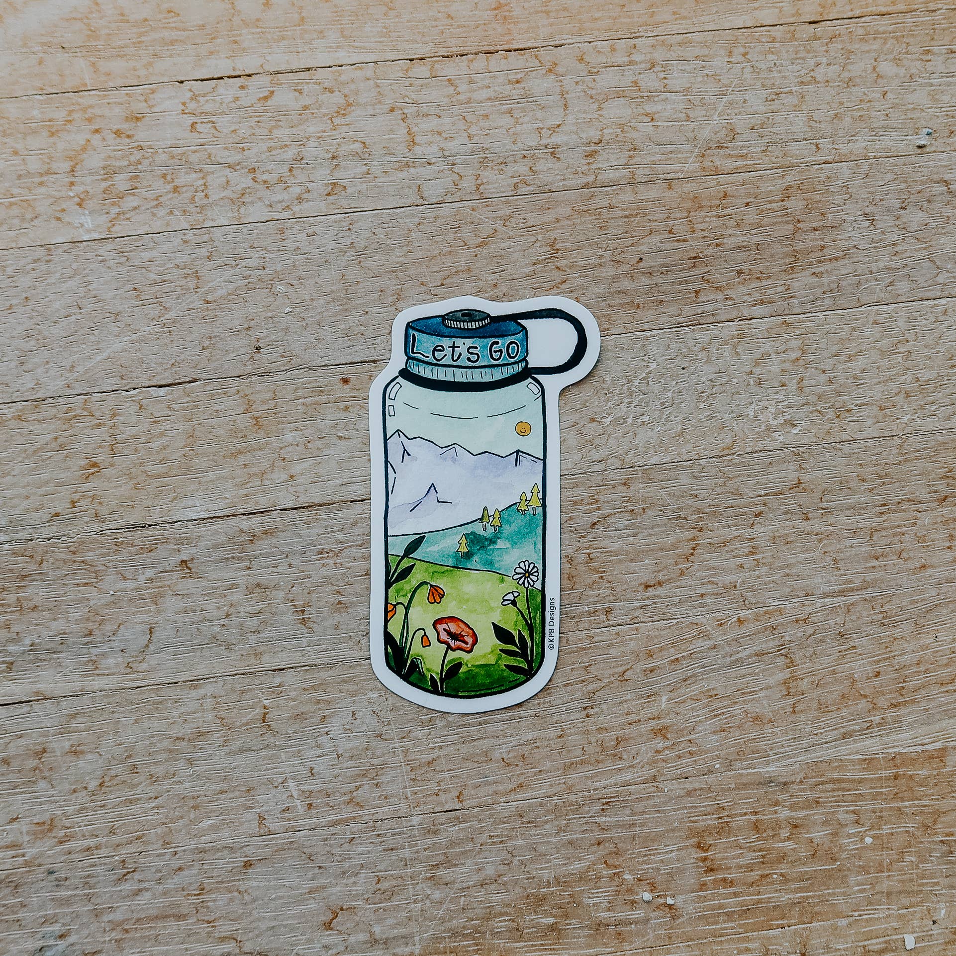 Let's Go Water Bottle Vinyl Sticker (3x3in) - Image 2
