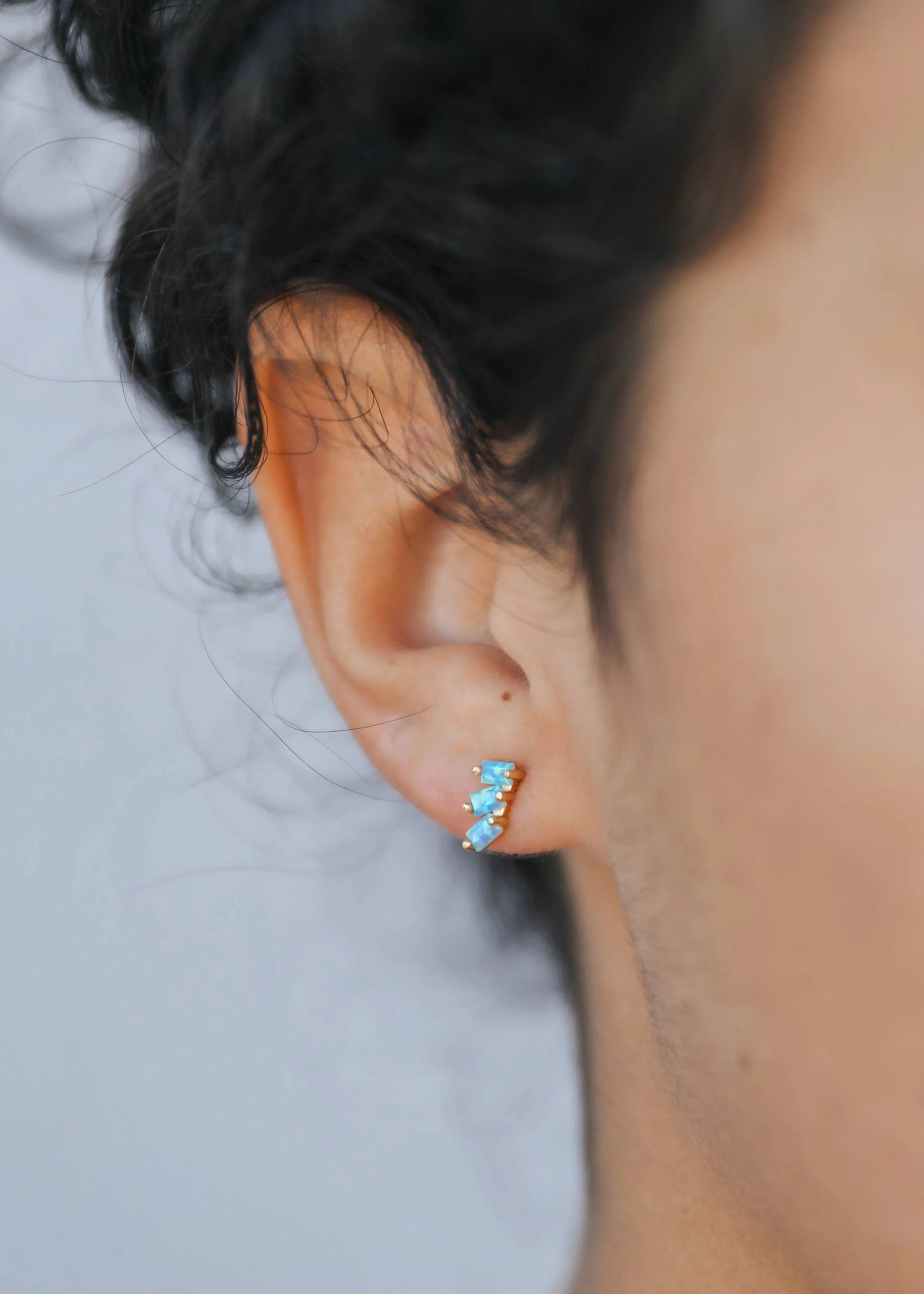 Offset Trio - Fire Opal - Earrings - Image 3