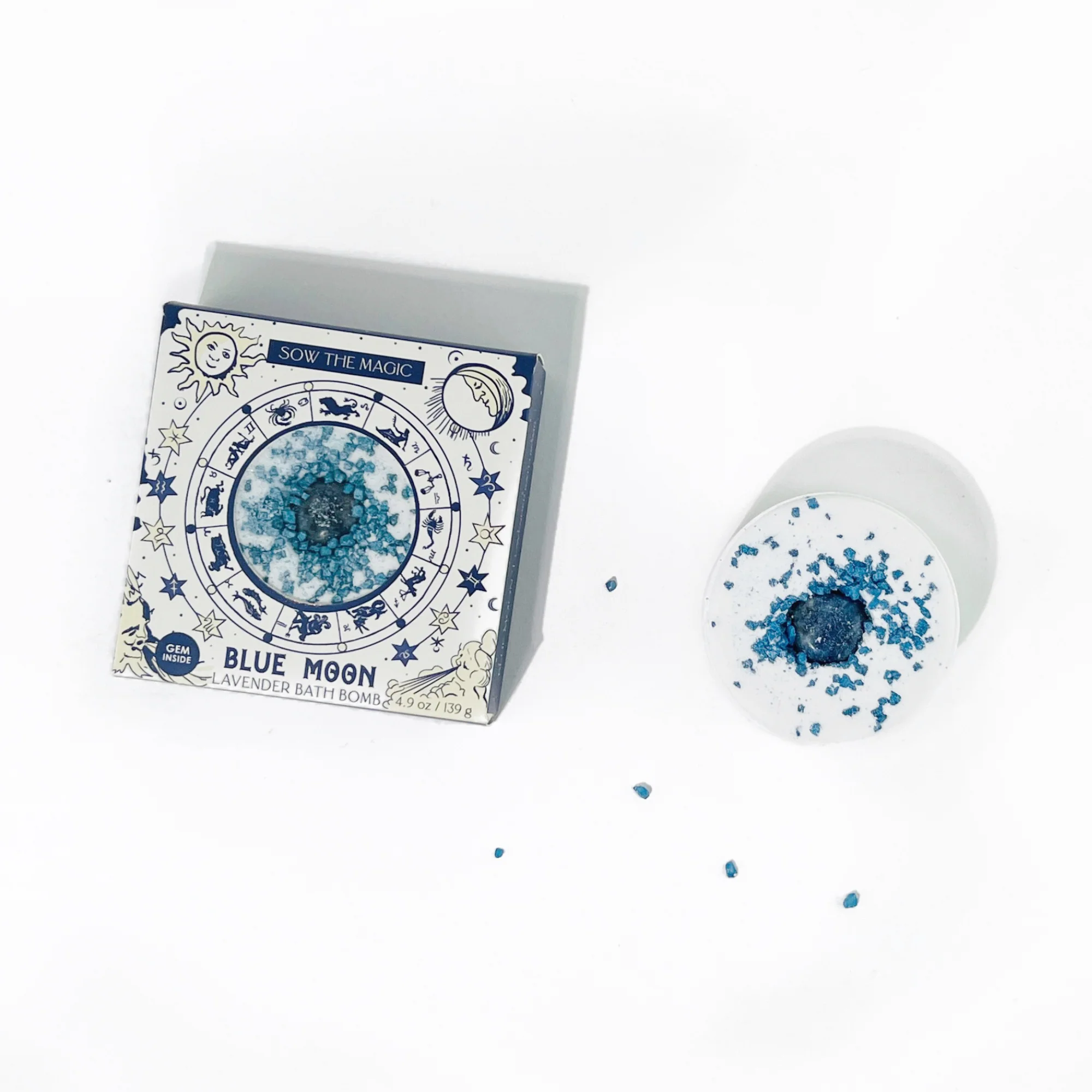 Blue Moon Lavender Bath Bomb with Sodalite - Image 1