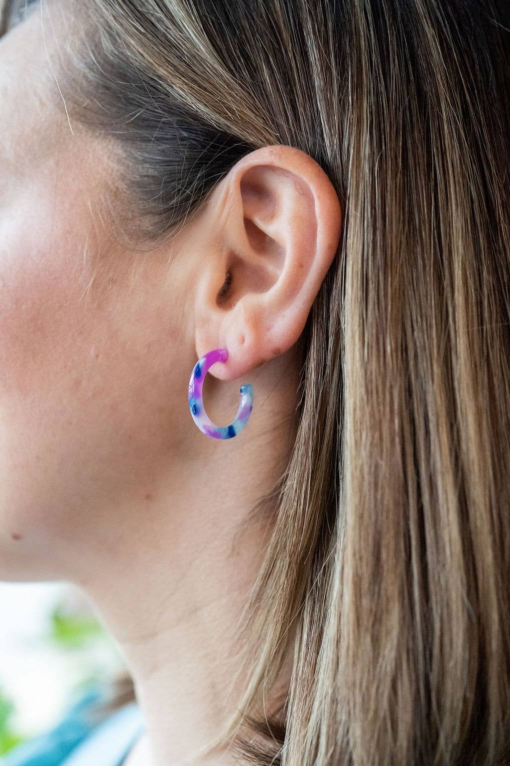 Cam Mini Hoops - Purple Party // Earrings, Jewelry, Gifts - Image 2