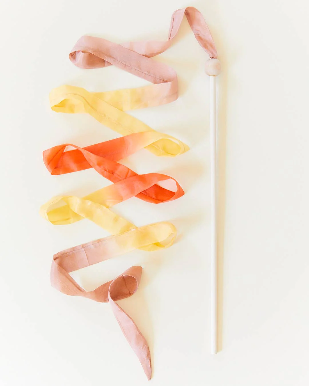 Boho Rainbow Silk & Wood Streamer – Wand for Pretend Play
