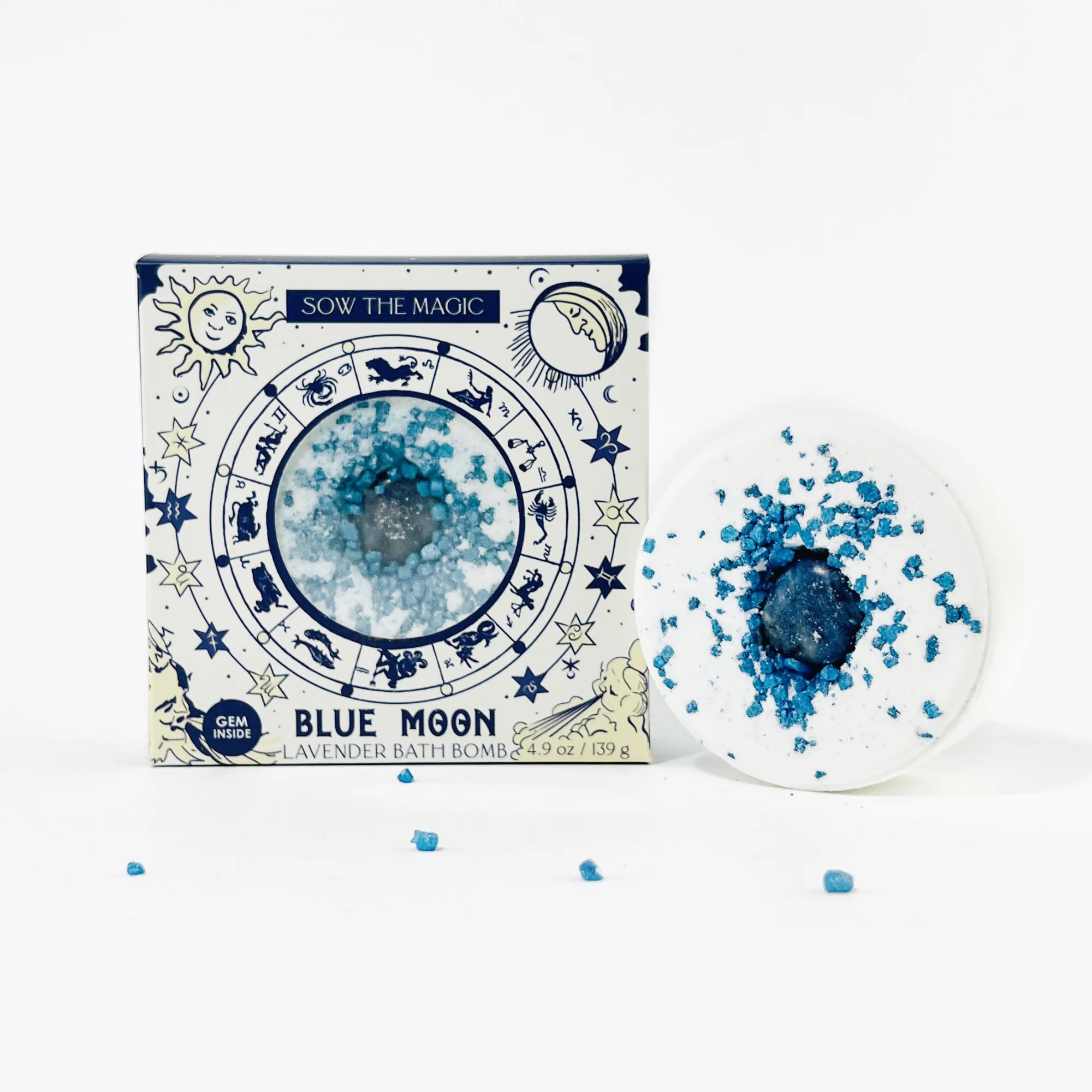 Blue Moon Lavender Bath Bomb with Sodalite - Image 3
