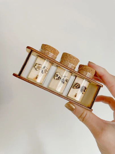Hypoallergenic Wooden Tiny Dainty Plant Studs - Image 3