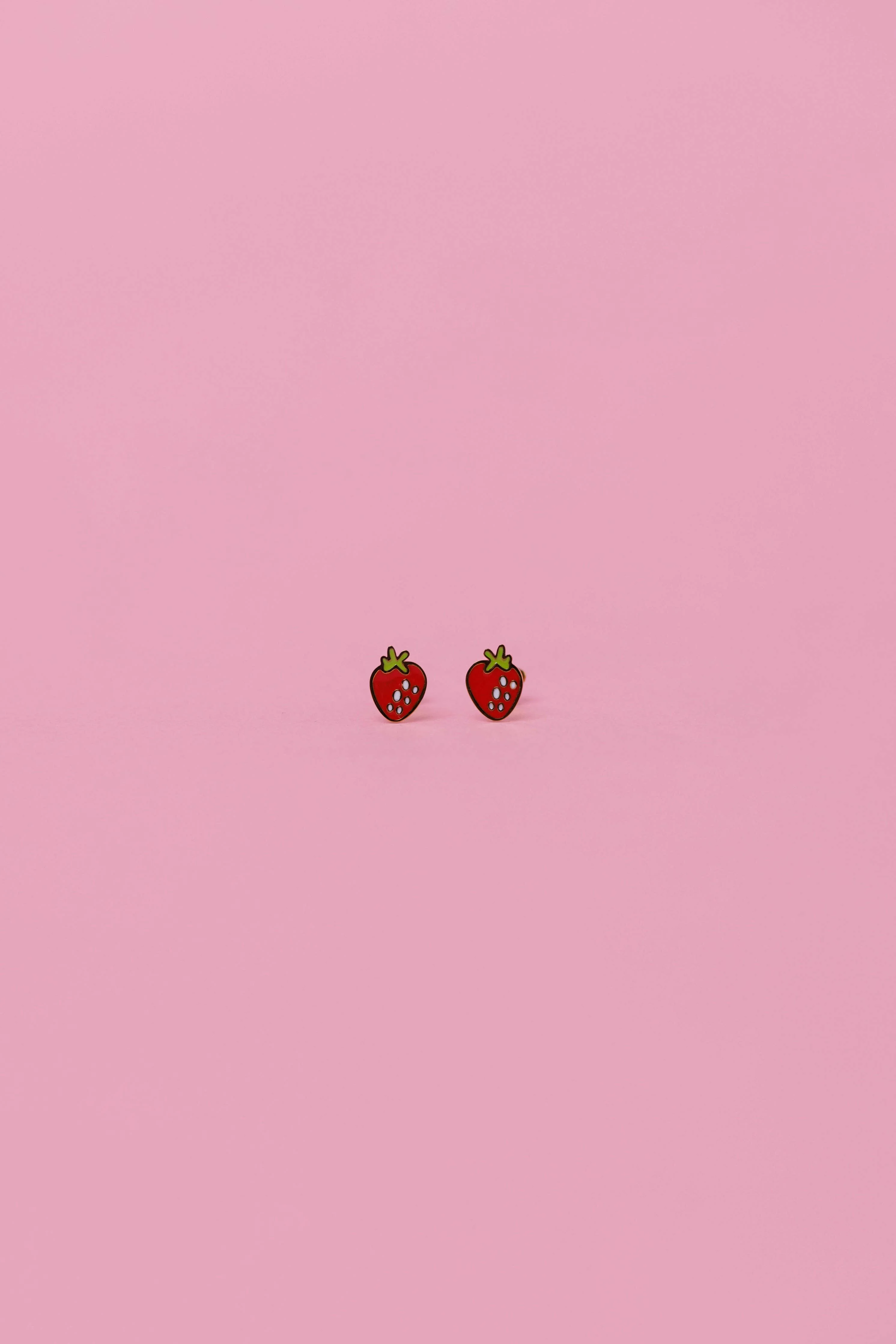 Strawberry Enamel Flat Back Kids Earrings - Image 2