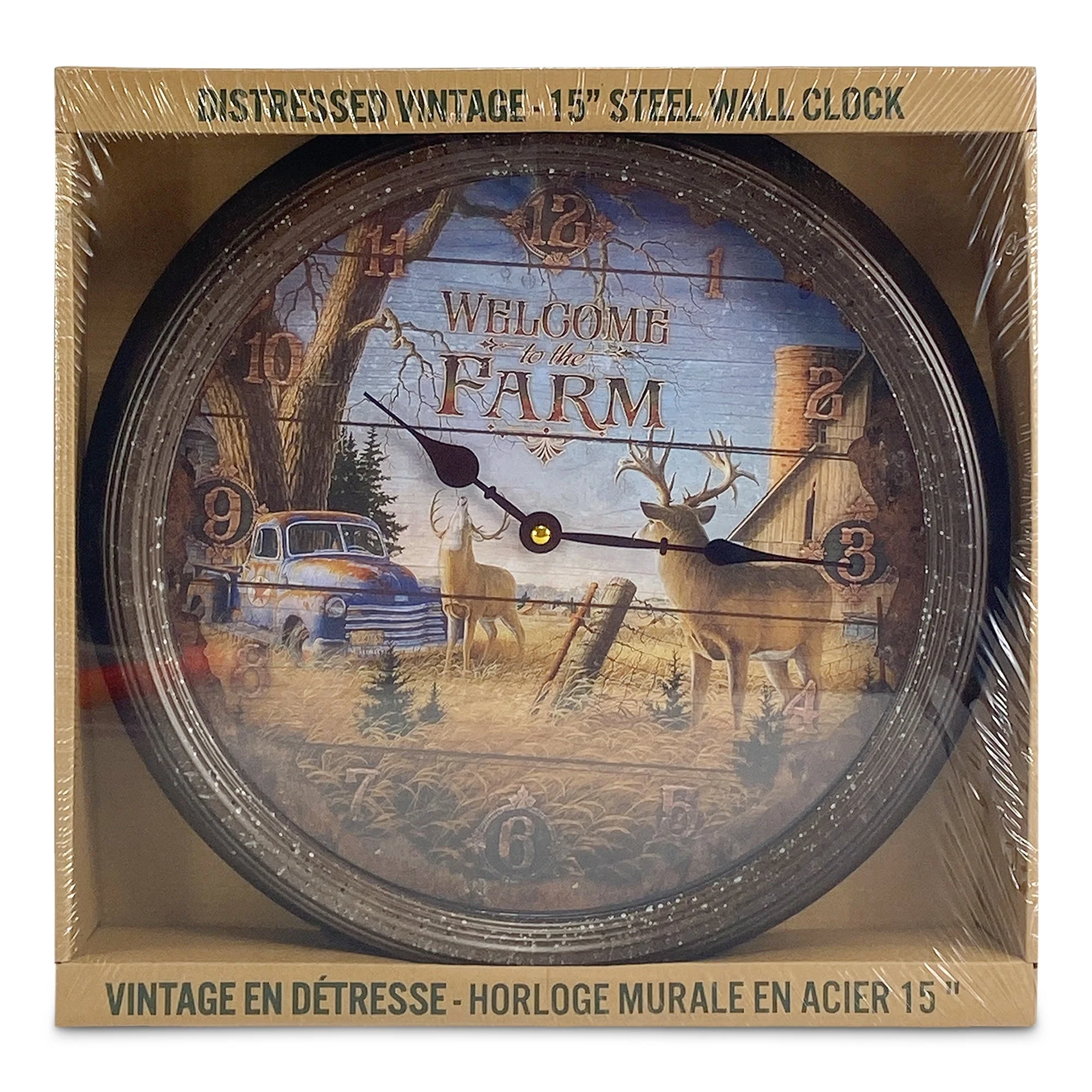 Clock 15-inch Rusted Style-Deer Scene - Image 3
