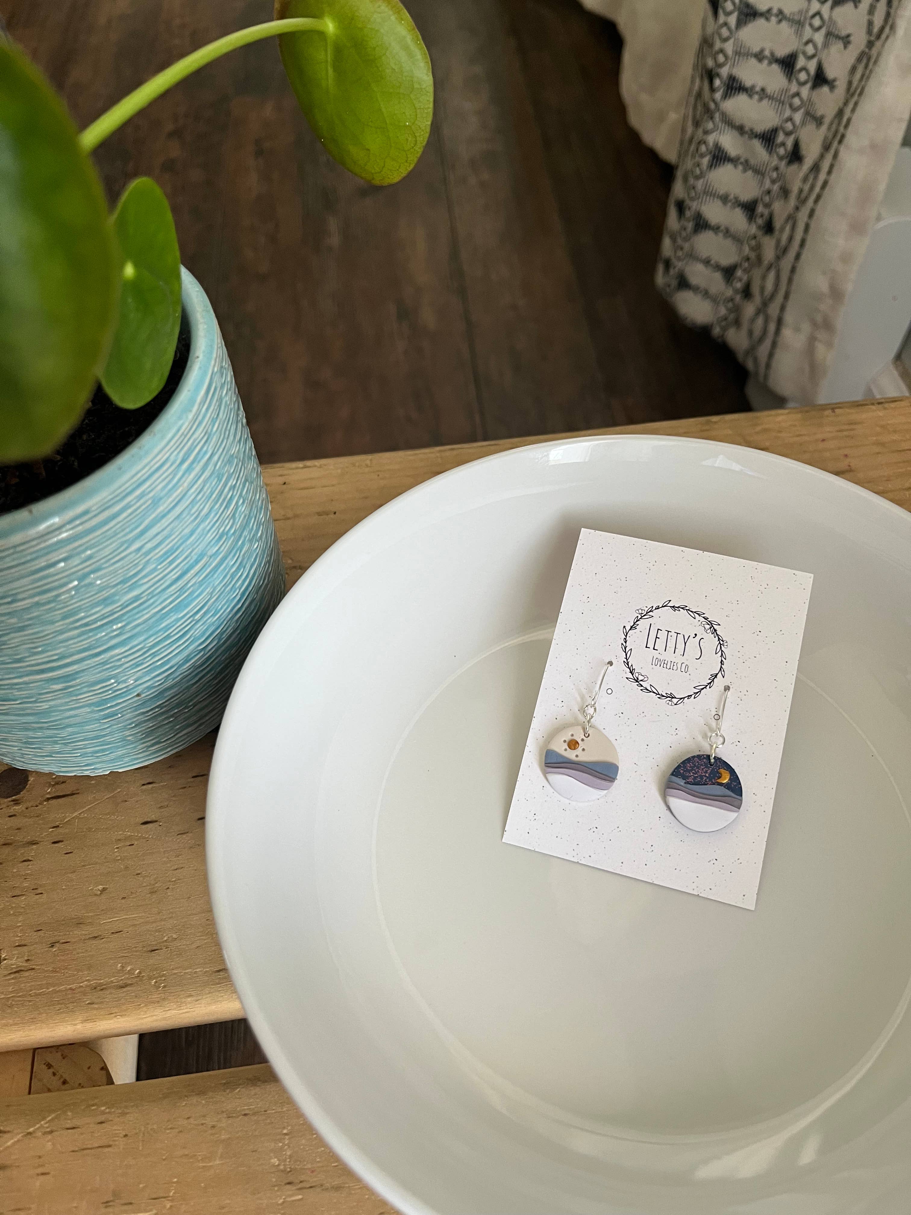 Day & Night Landscape Circle Earrings - Image 3