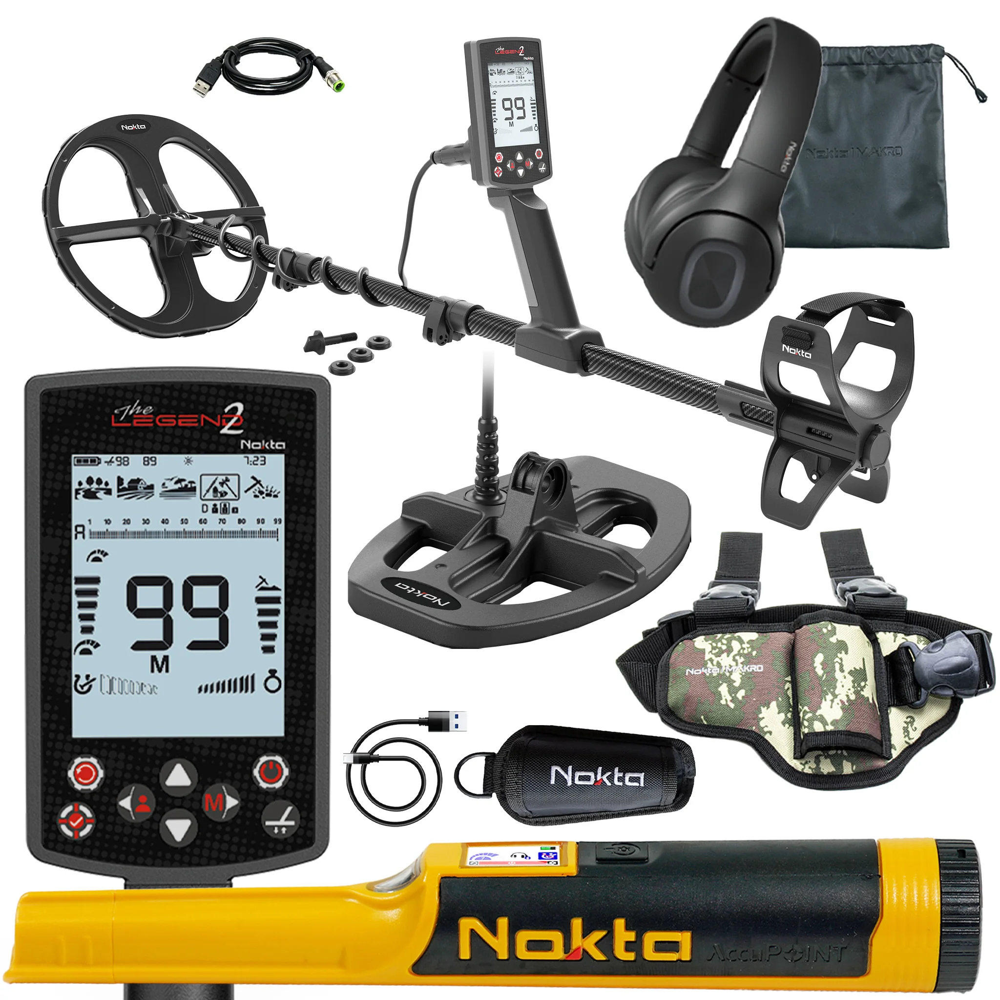 Nokta Legend 2 SMF Waterproof Detector with Dual Coils FREE and Accupoint Pinpointer with Leg Holster