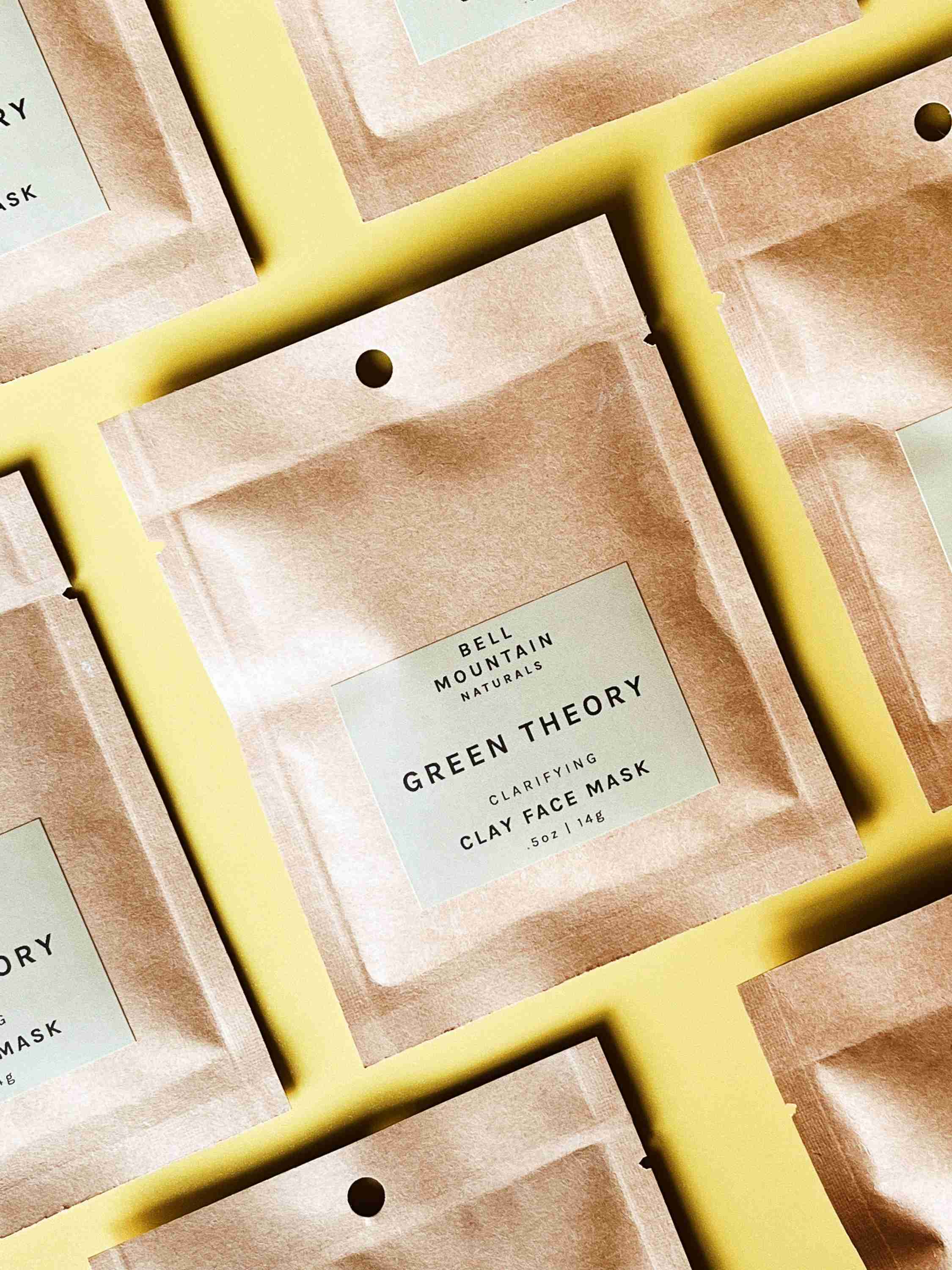 Green Theory Clay face mask .5 oz compostable sample pack - Image 1