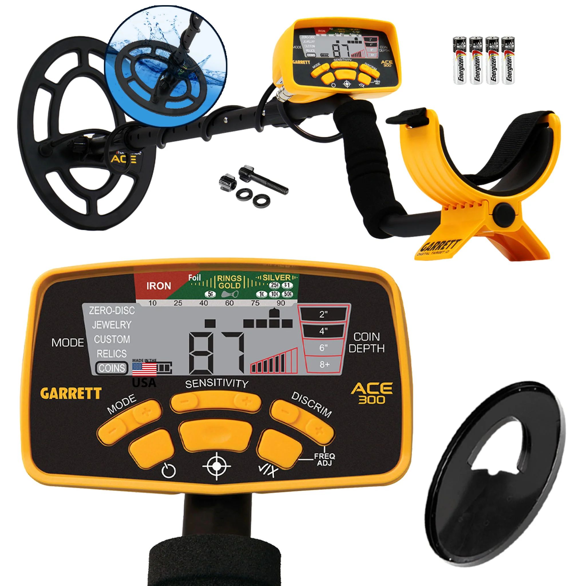 Garrett ACE 300 Metal Detector with 7" x 10" Coil (Open Box) - Image 1