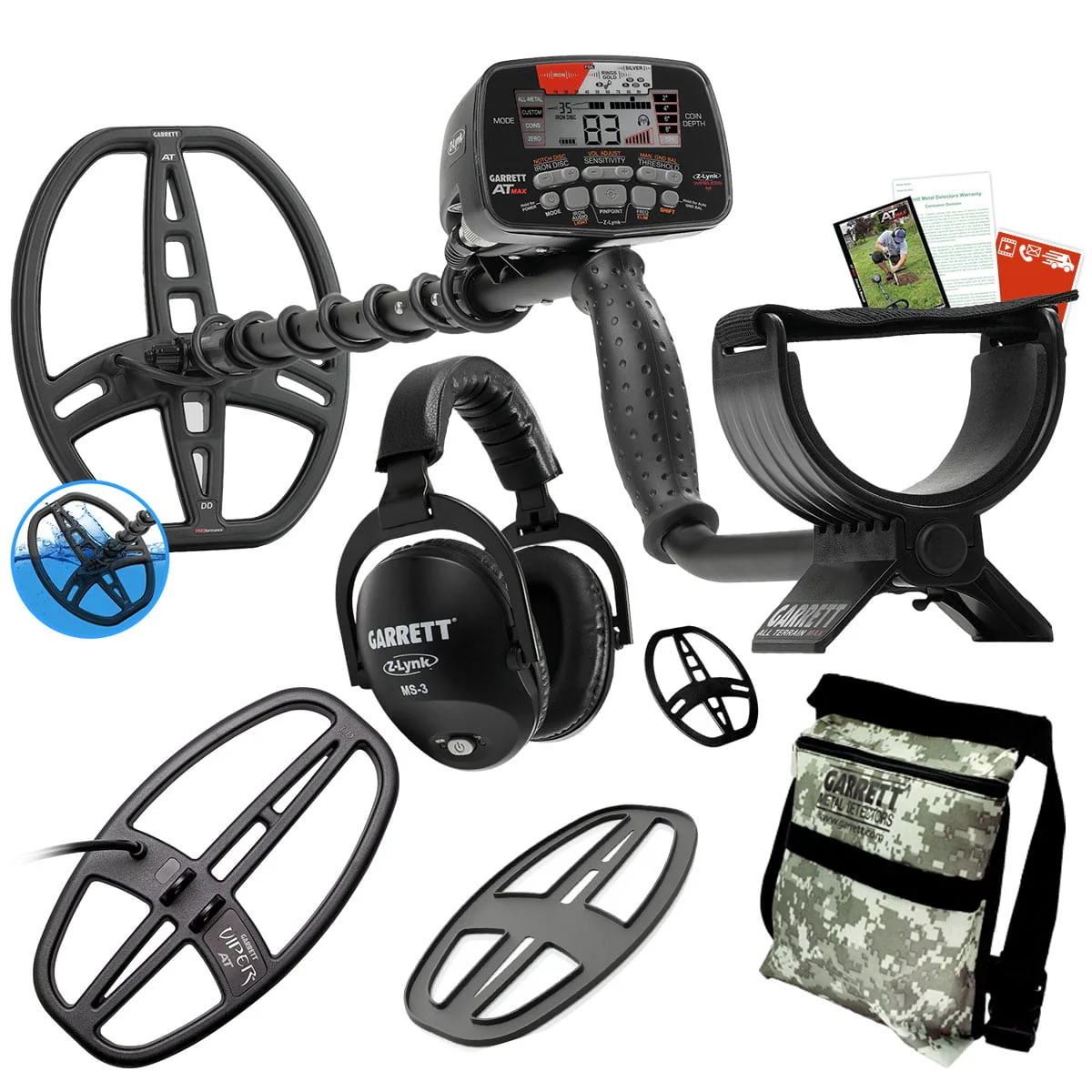 Garrett AT MAX with Viper Coil & Camo Diggers Pouch - Image 1