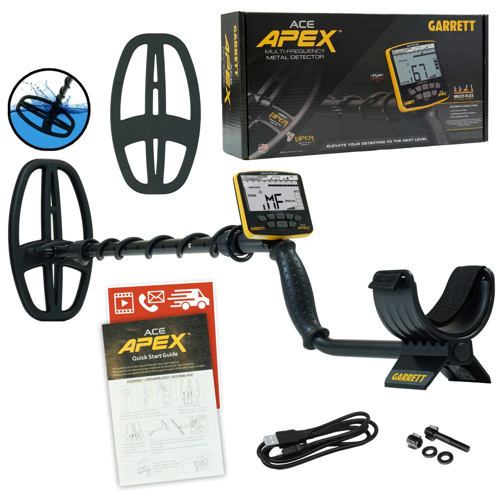 Garrett ACE APEX Metal Detector w/ 6 x 11" DD Viper Coil (Open Box) - Image 2