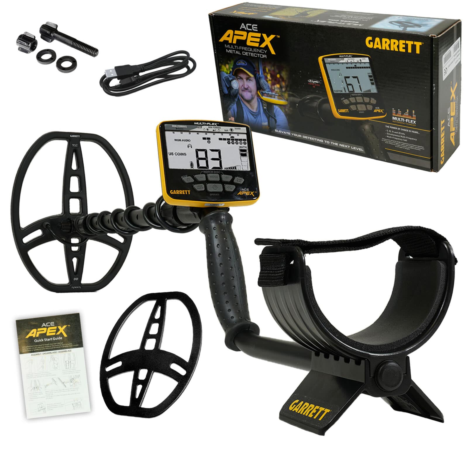 Garrett ACE APEX Metal Detector with 8.5 x 11 Multi-Flex Raider Coil Pinpointer Bundle - Image 2
