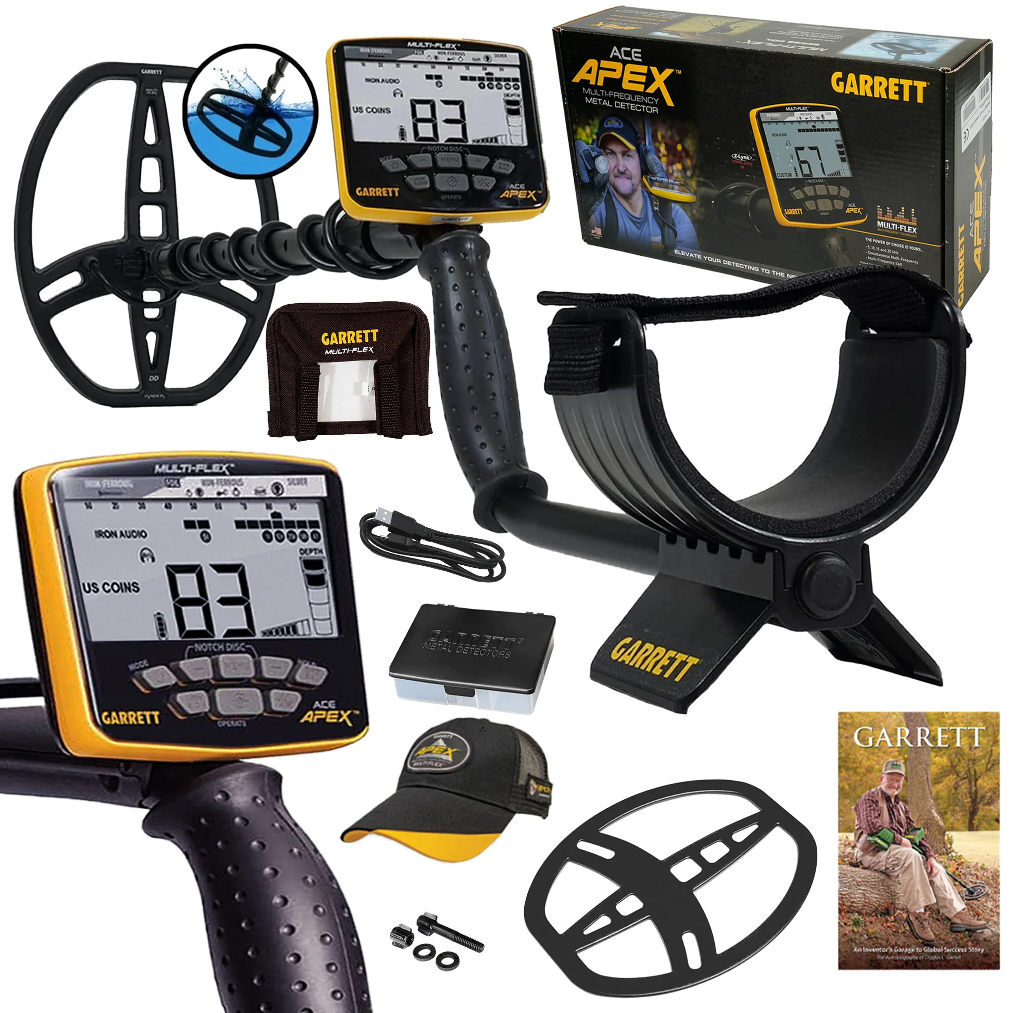 Garrett ACE APEX Metal Detector with 8.5 x 11 Multi-Flex Raider Coil Spring Special - Image 1