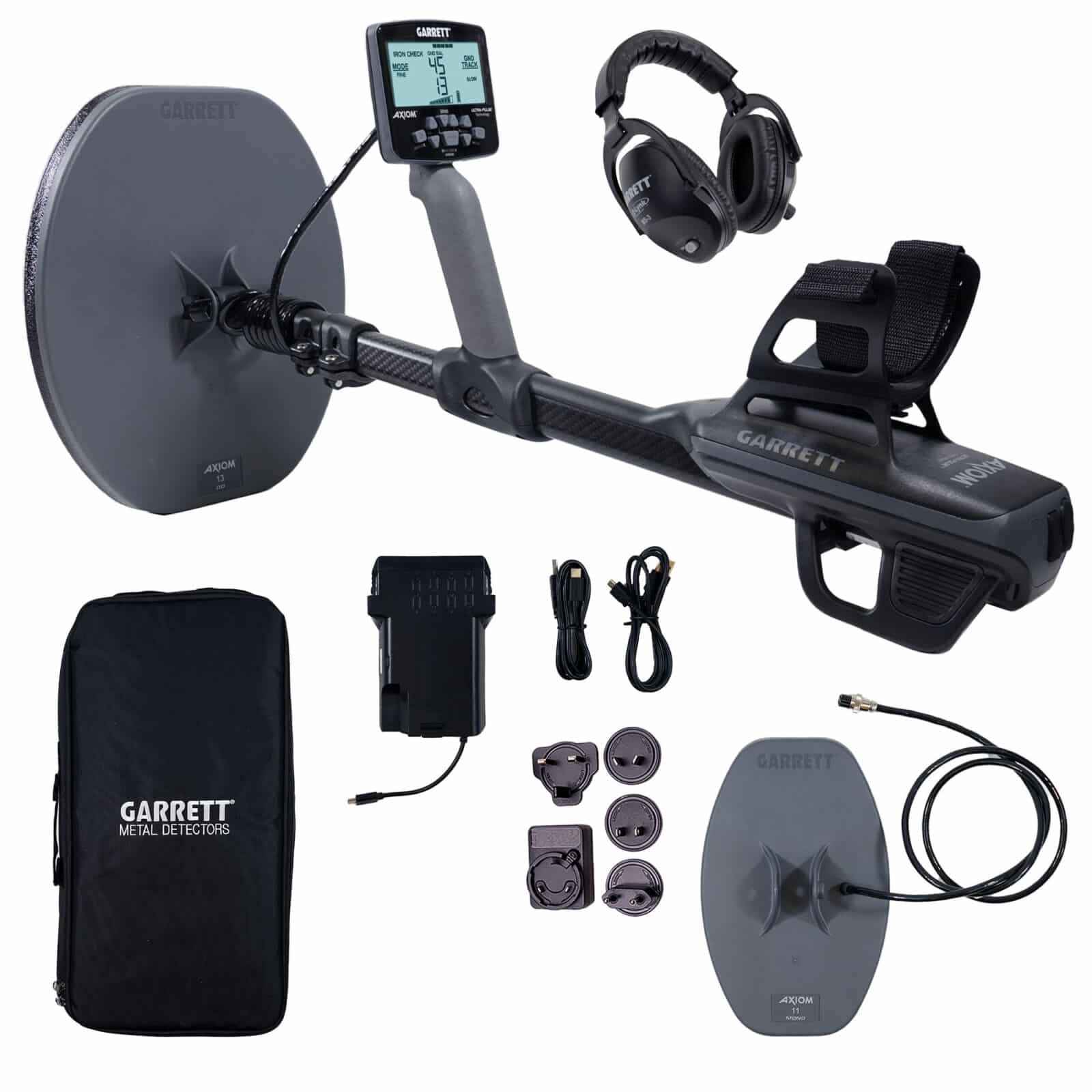 Garrett Axiom Pulse Induction Metal Detector with Dual Coils and MS-3 Wireless Headphones - Image 1