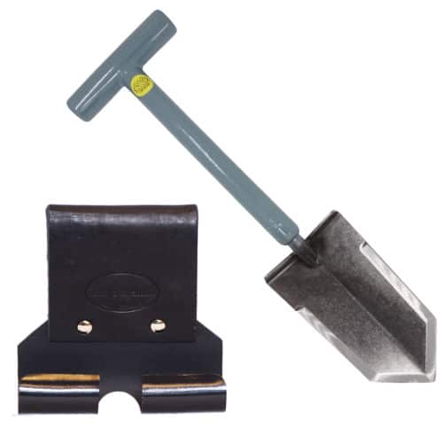Lesche Mini Sampson 18" T-Handle Shovel with ReadyShovel Leather Holster for Metal Detecting w/ Holster - Image 1