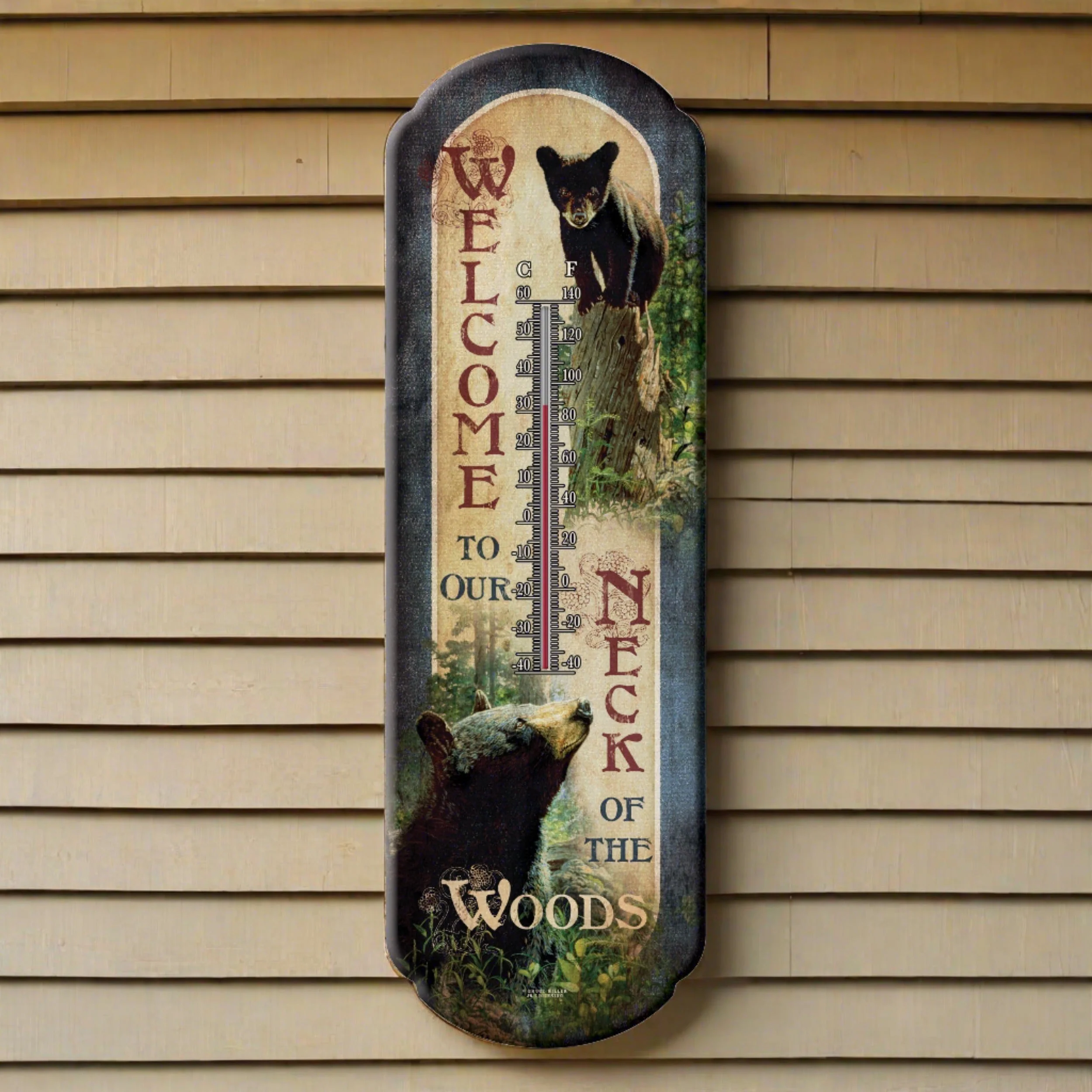 Tin Thermometer-Bear Welcome - Image 1