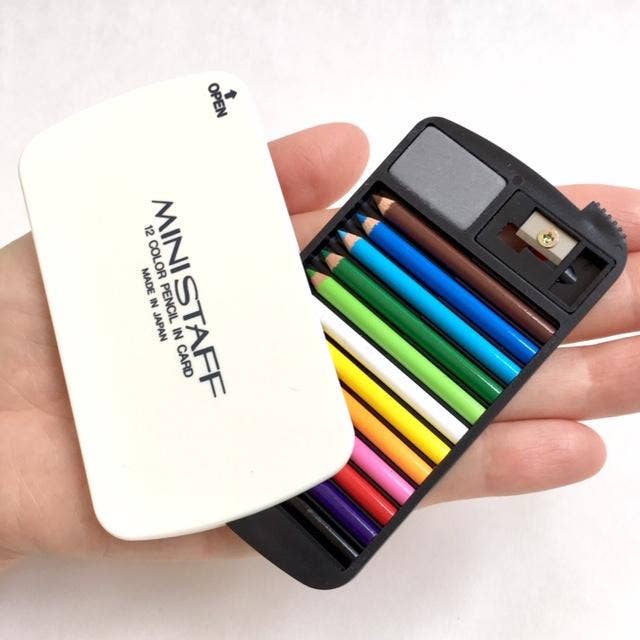 12 Mini Pencils in White Card Case