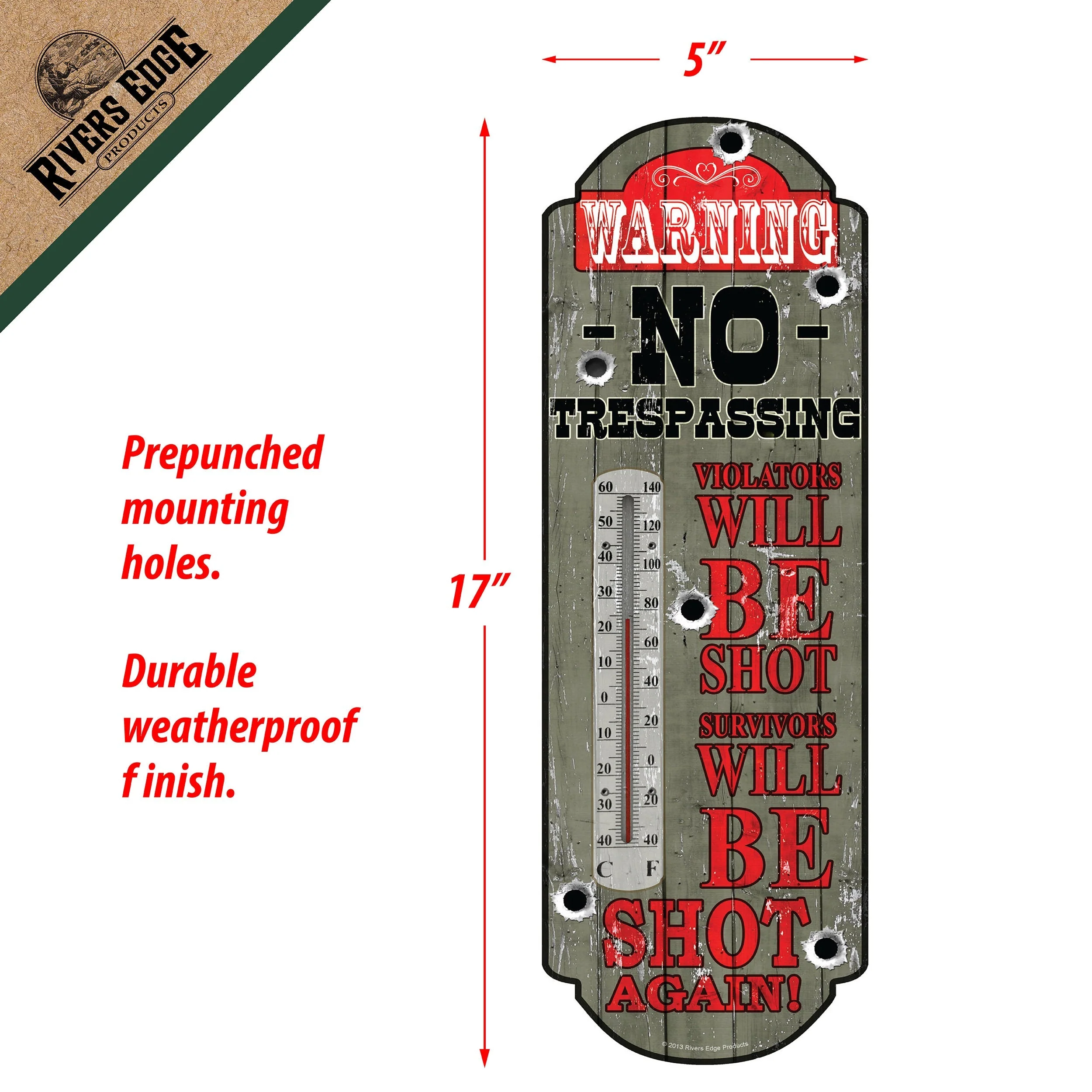 Tin Thermometer-No Trespassing - Image 2