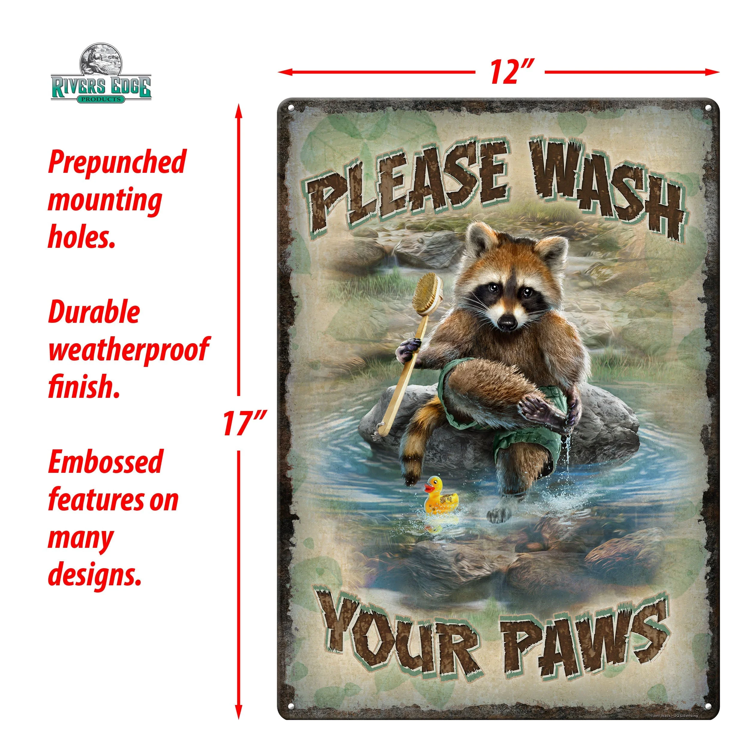 Tin Sign 12in x 17in-Wash Your Paws - Image 2