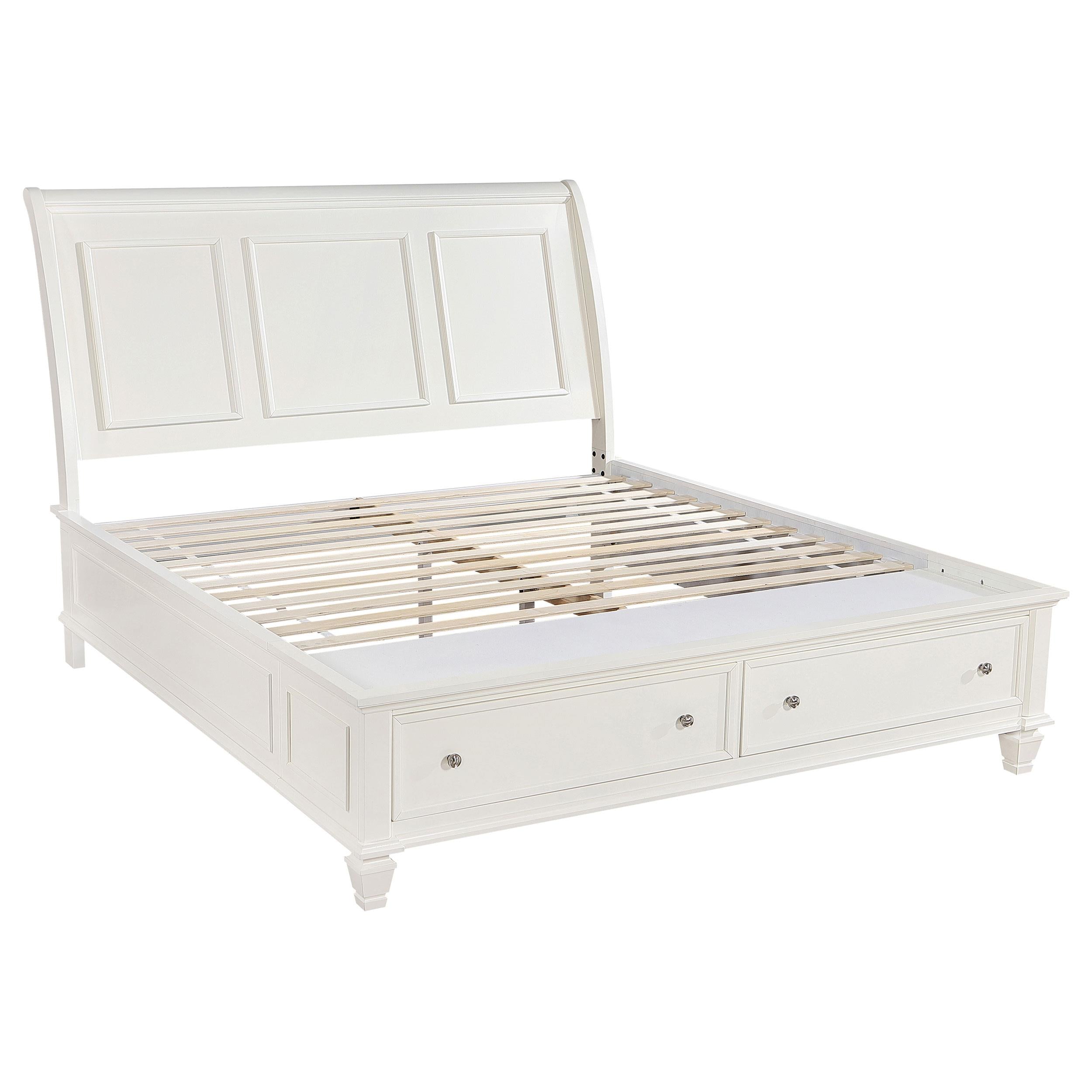 Coaster Furniture Sandy Beach 201309KE Wood Eastern King Storage Panel Bed - Cream White - Image 1