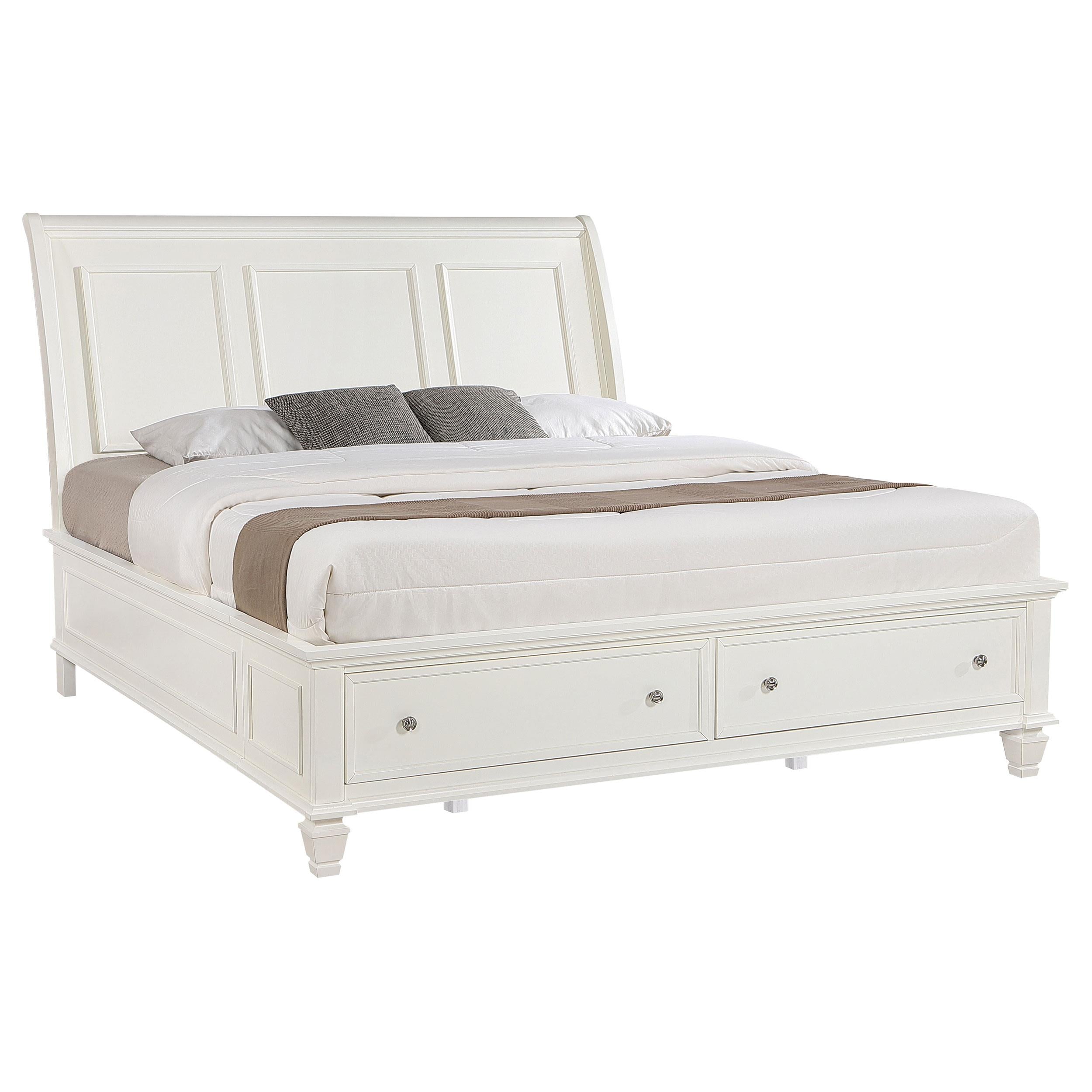 Coaster Furniture Sandy Beach 201309KE Wood Eastern King Storage Panel Bed - Cream White - Image 2