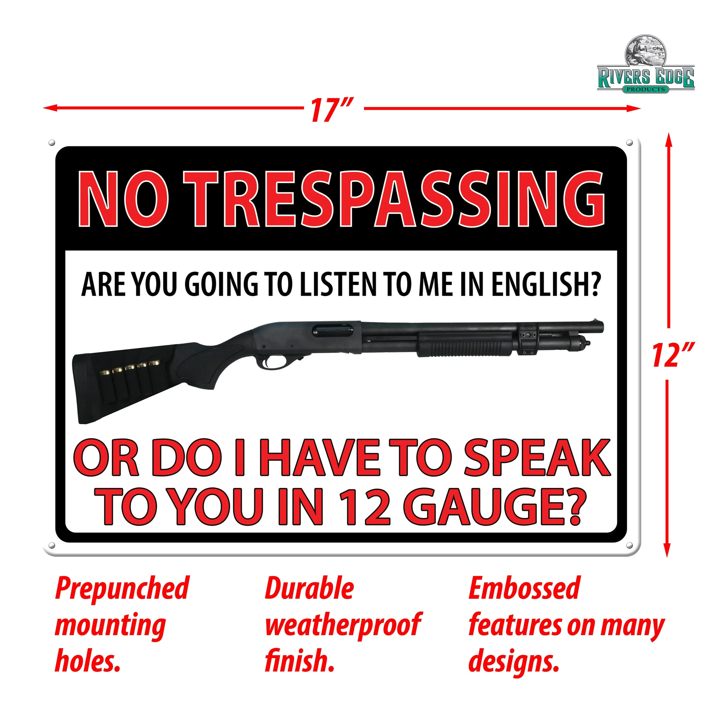 Tin Sign 12in x 17in-No Trespass 12 Guage - Image 3