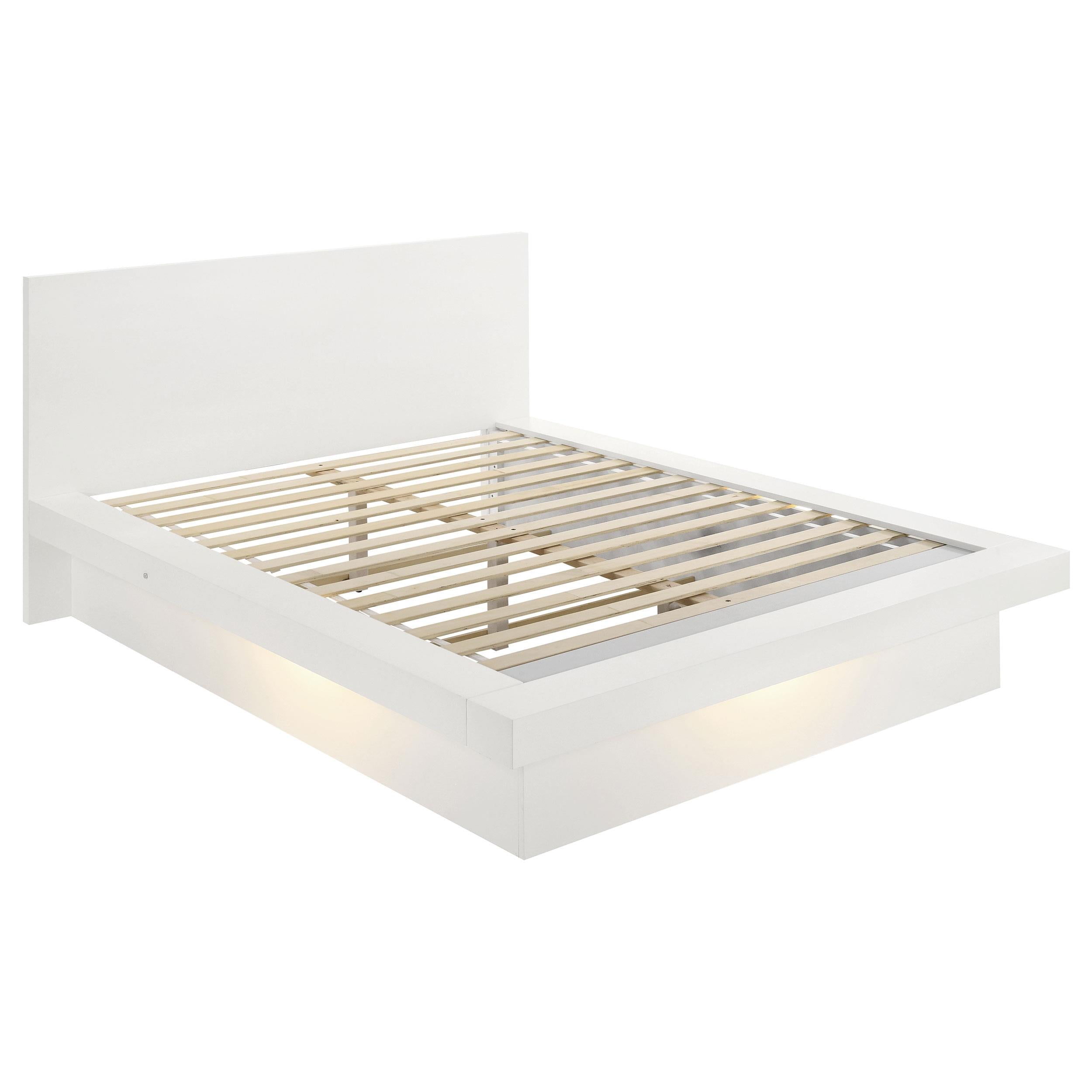 Coaster Furniture Jessica 202990Q Wood Queen LED Panel Bed - Snow White - Image 1