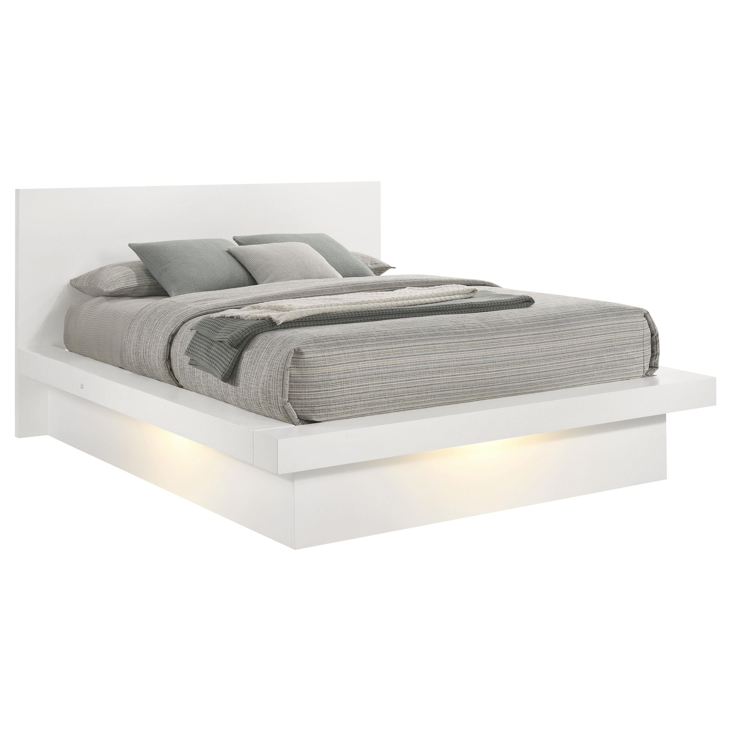 Coaster Furniture Jessica 202990Q Wood Queen LED Panel Bed - Snow White - Image 2