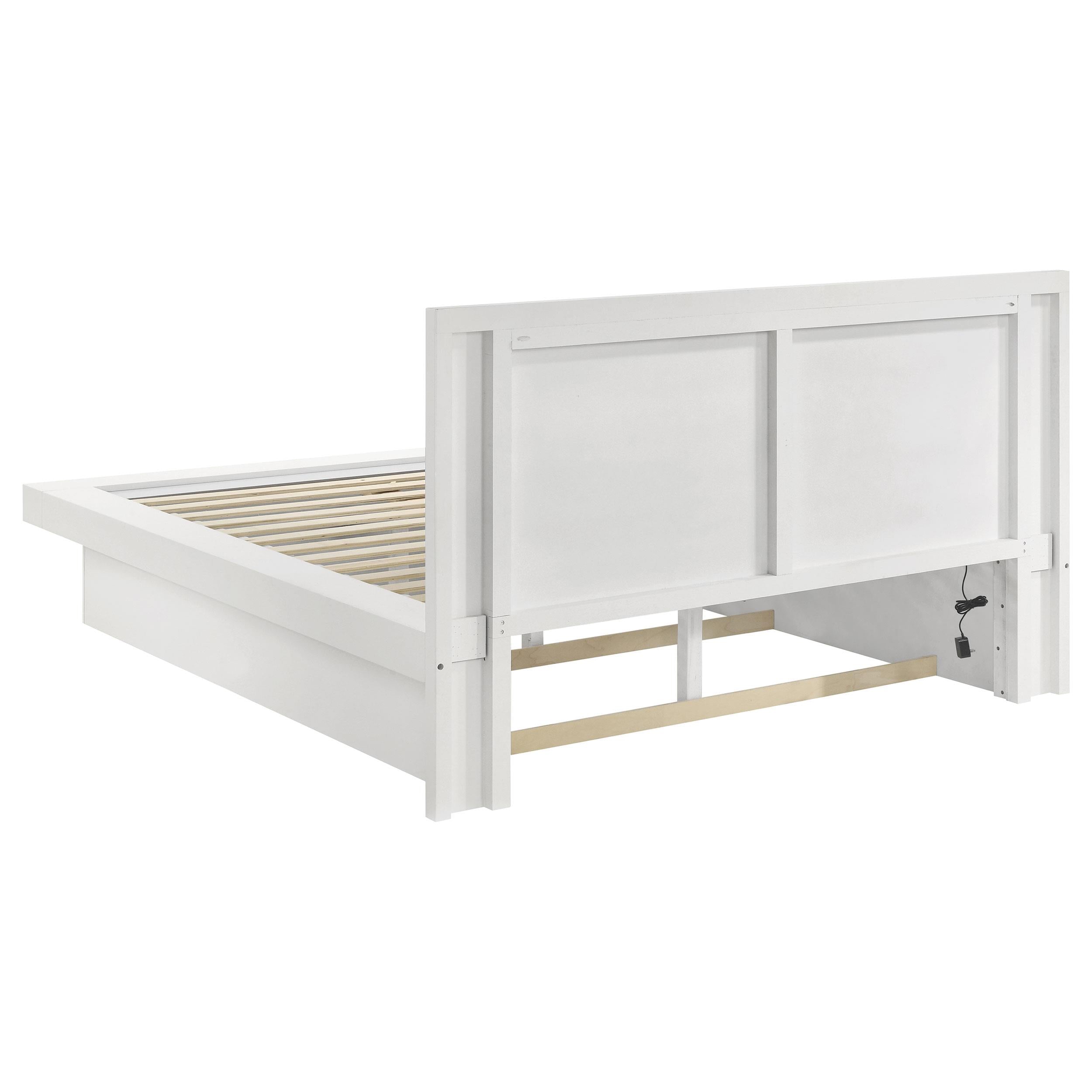 Coaster Furniture Jessica 202990Q Wood Queen LED Panel Bed - Snow White - Image 3