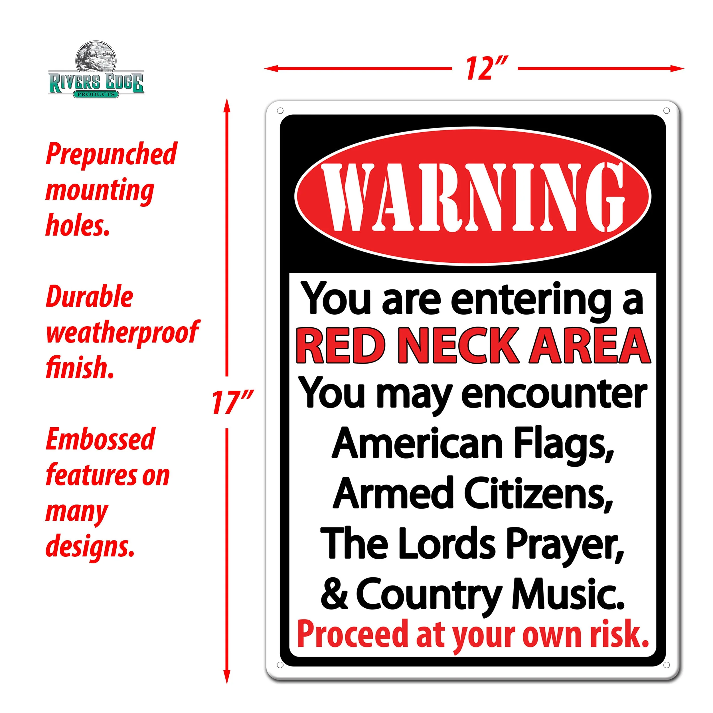 Tin Sign 12in x 17in-Red Neck - Image 2