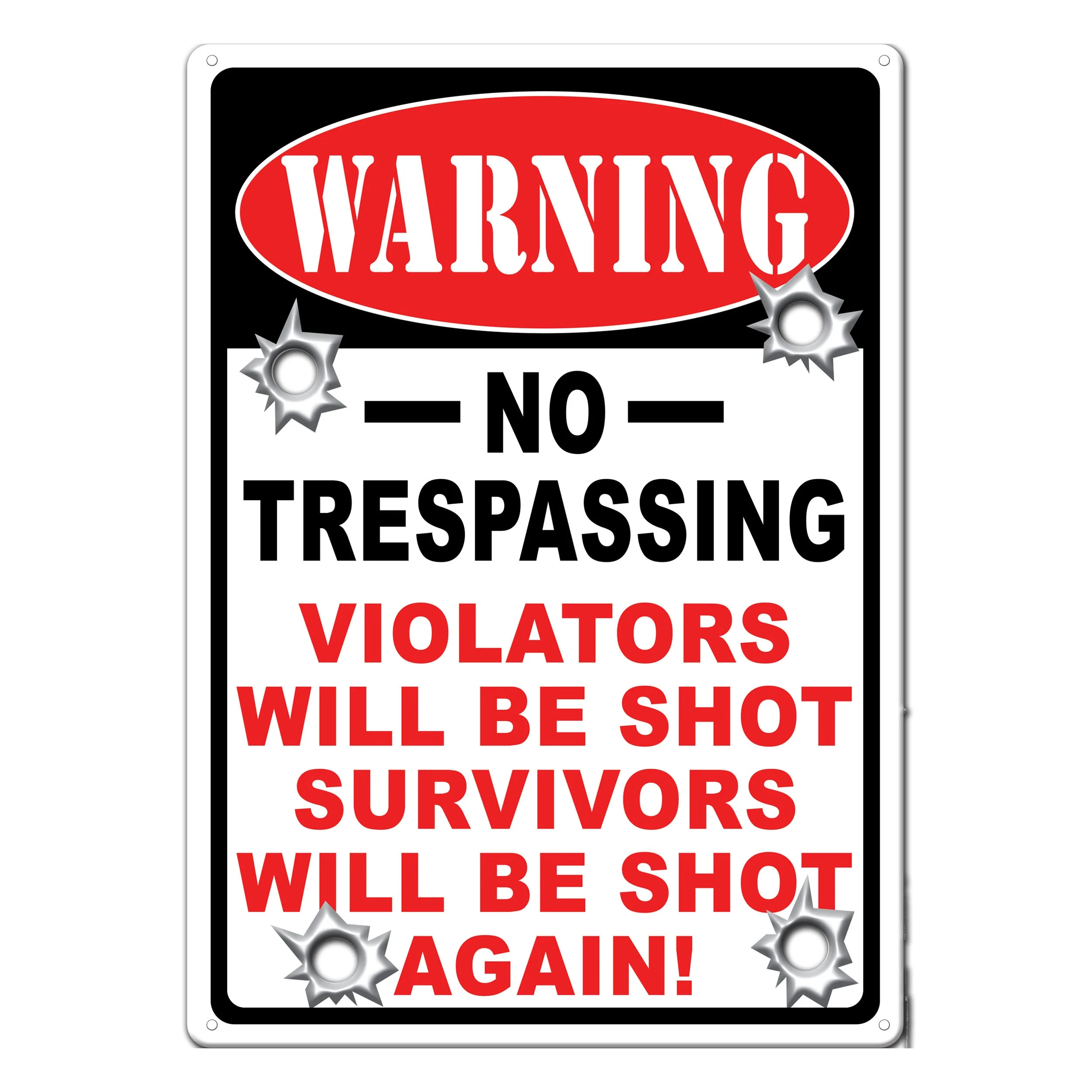 Tin Sign 12in x 17in-Warning No Trespassing - Image 1