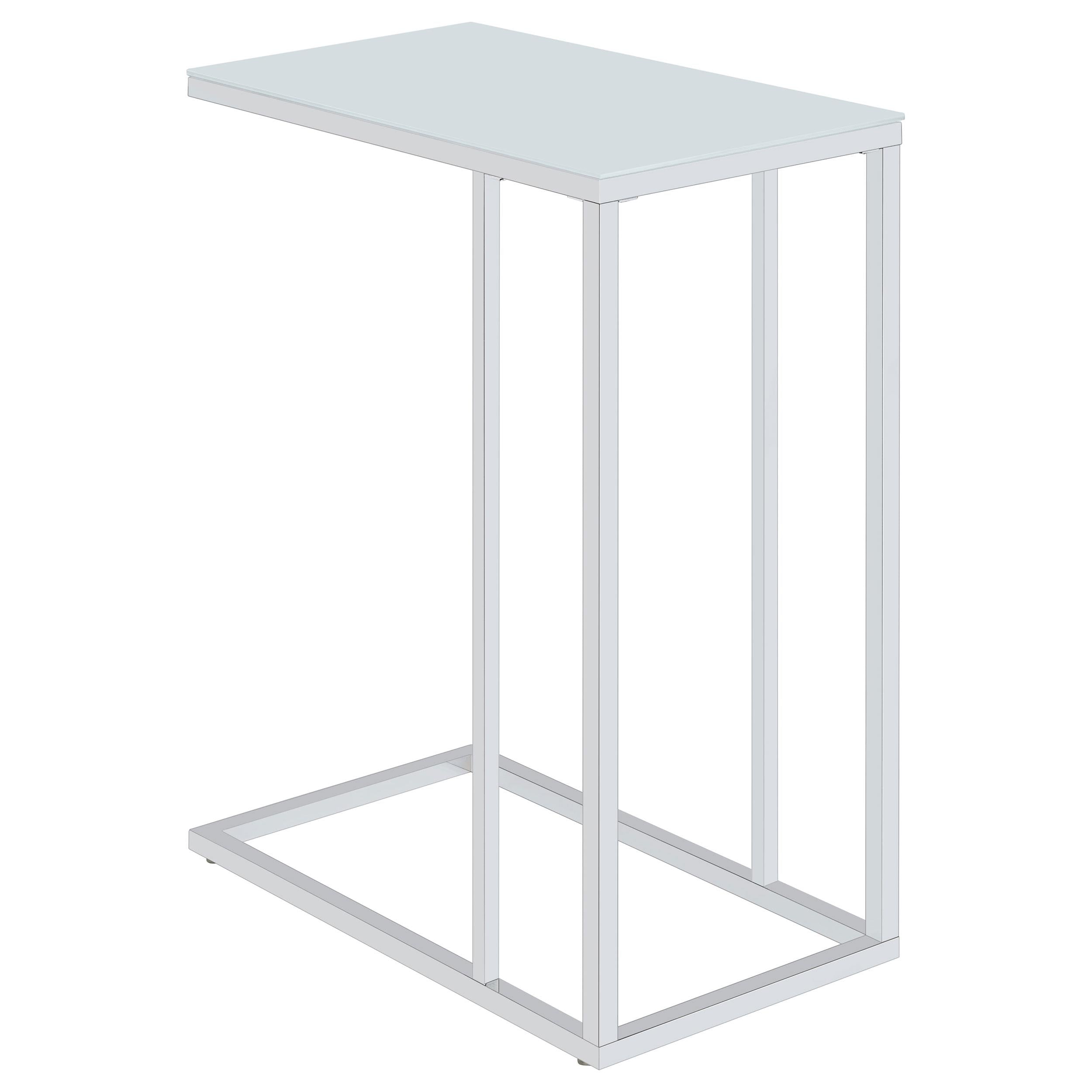 Coaster Furniture Stella 900250 White Glass Top C-Shaped Sofa Side Table - Chrome - Image 1