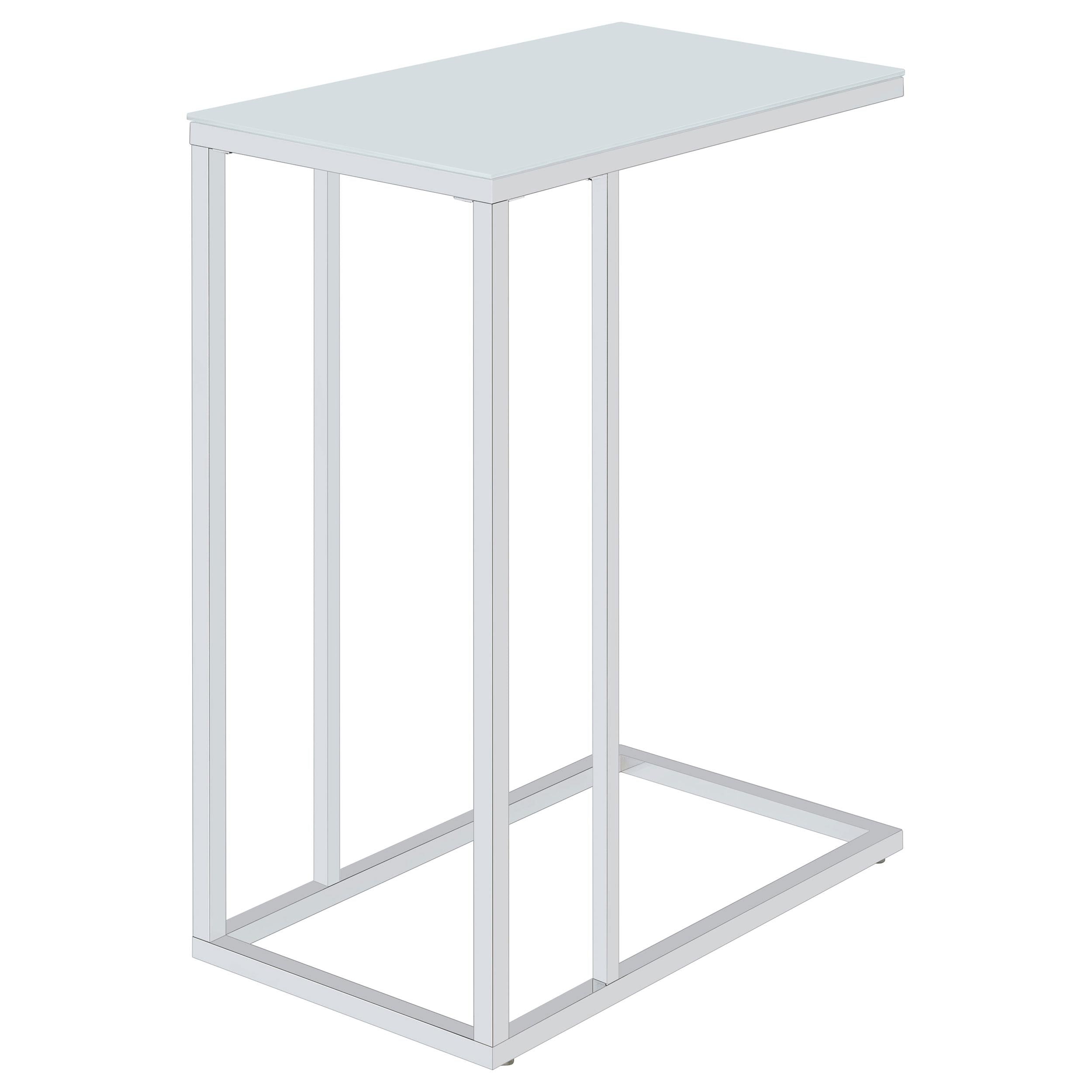 Coaster Furniture Stella 900250 White Glass Top C-Shaped Sofa Side Table - Chrome - Image 3