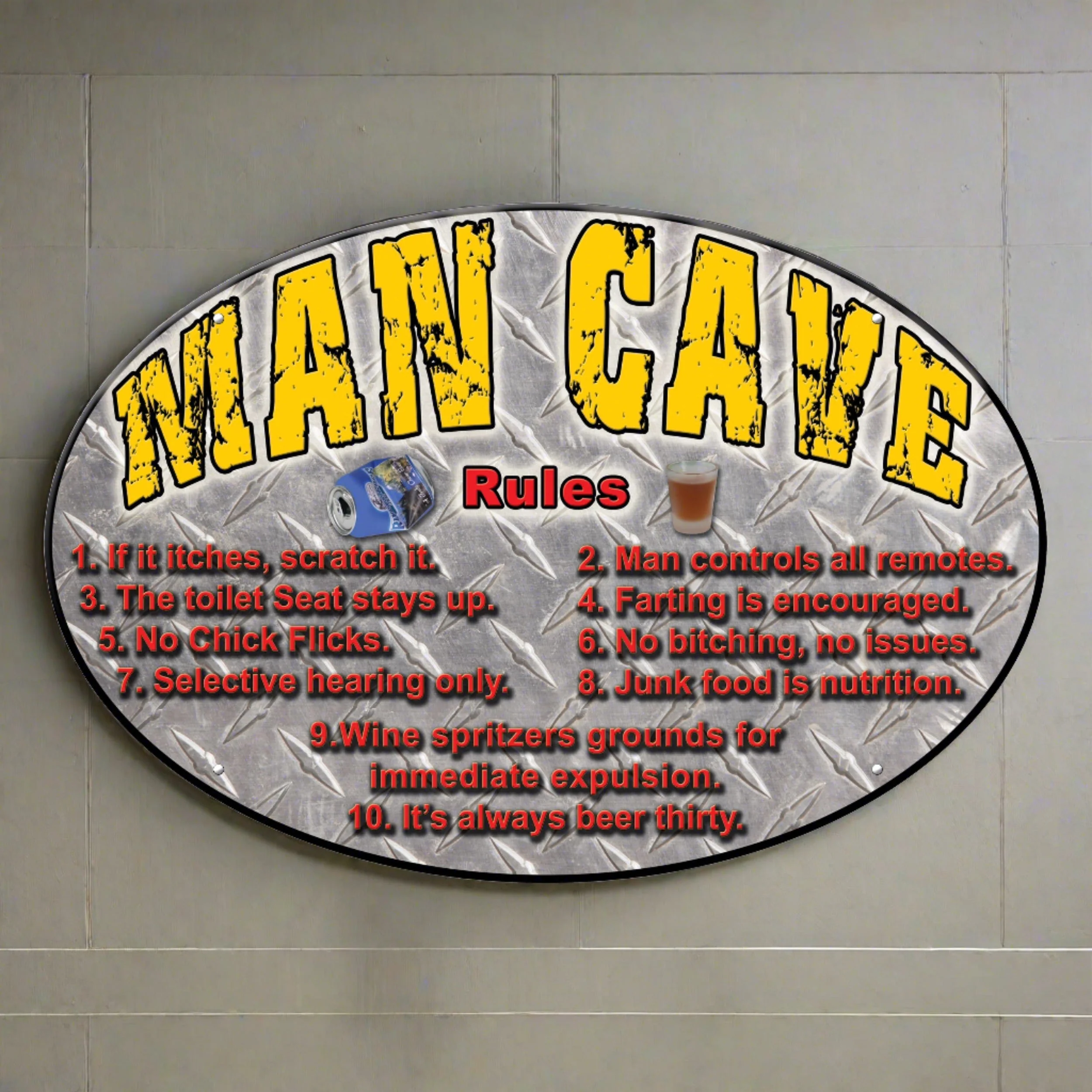 Tin Sign 12in x 17in-Man Cave Rules - Image 1