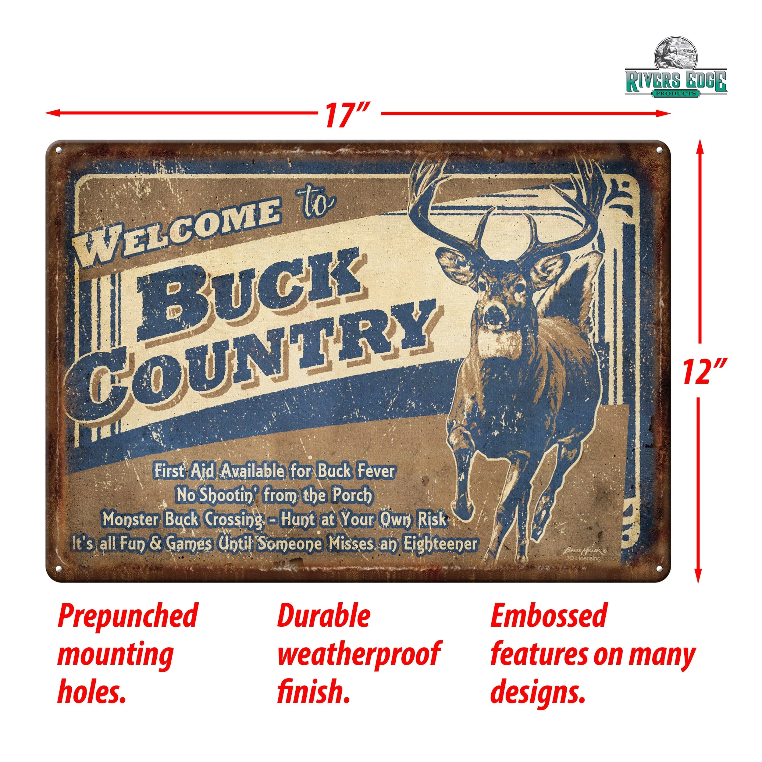 Tin Sign 12in x 17in-Buck Country - Image 3