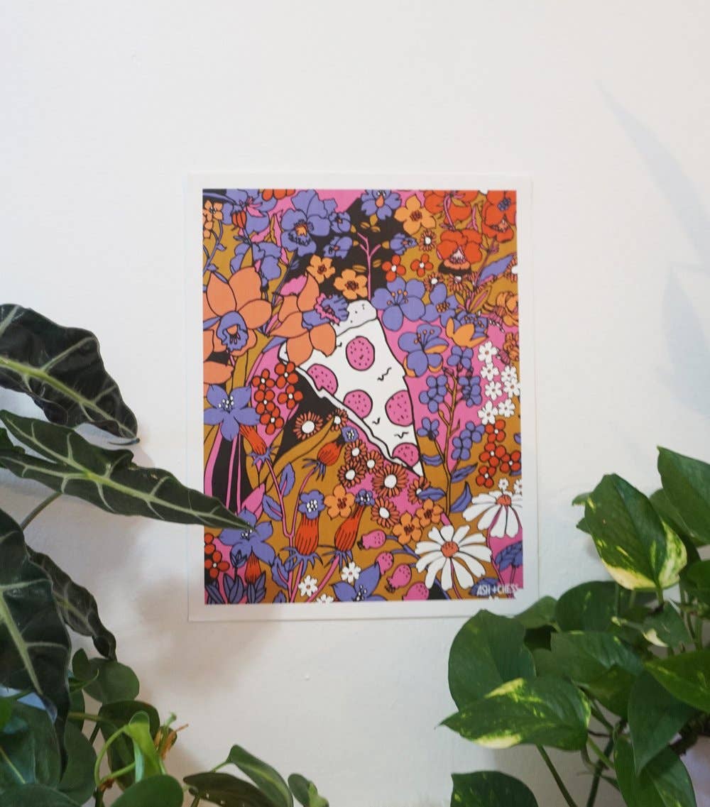 Pizza Floral Art Print - 11" x 14" - Image 1